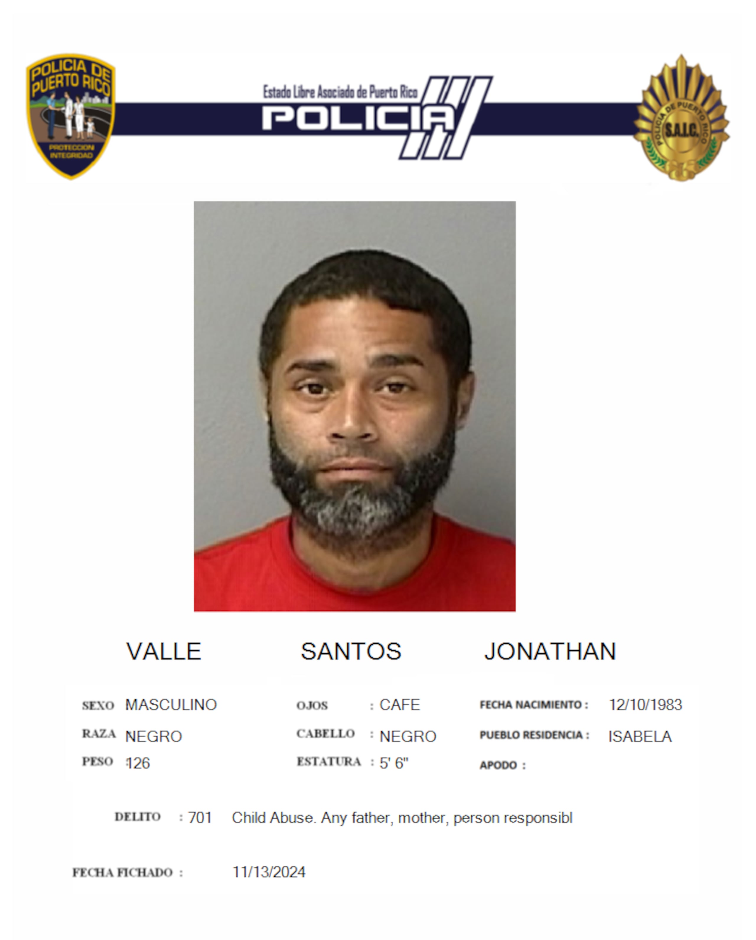Jonathan Valle Santos, acusado por maltrato agravado de menores.