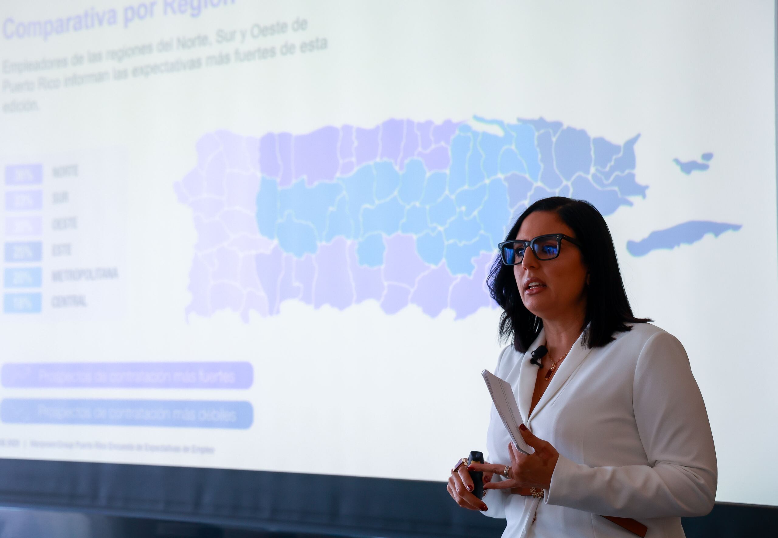 Melissa Rivera Roena, gerente general de ManpowerGroup en Puerto Rico, subrayó que, pese a la baja en la intención de contratación, todavía muchas empresas consideraban aumentar su plantilla, o no hacer cambios, lo que refleja estabilidad.