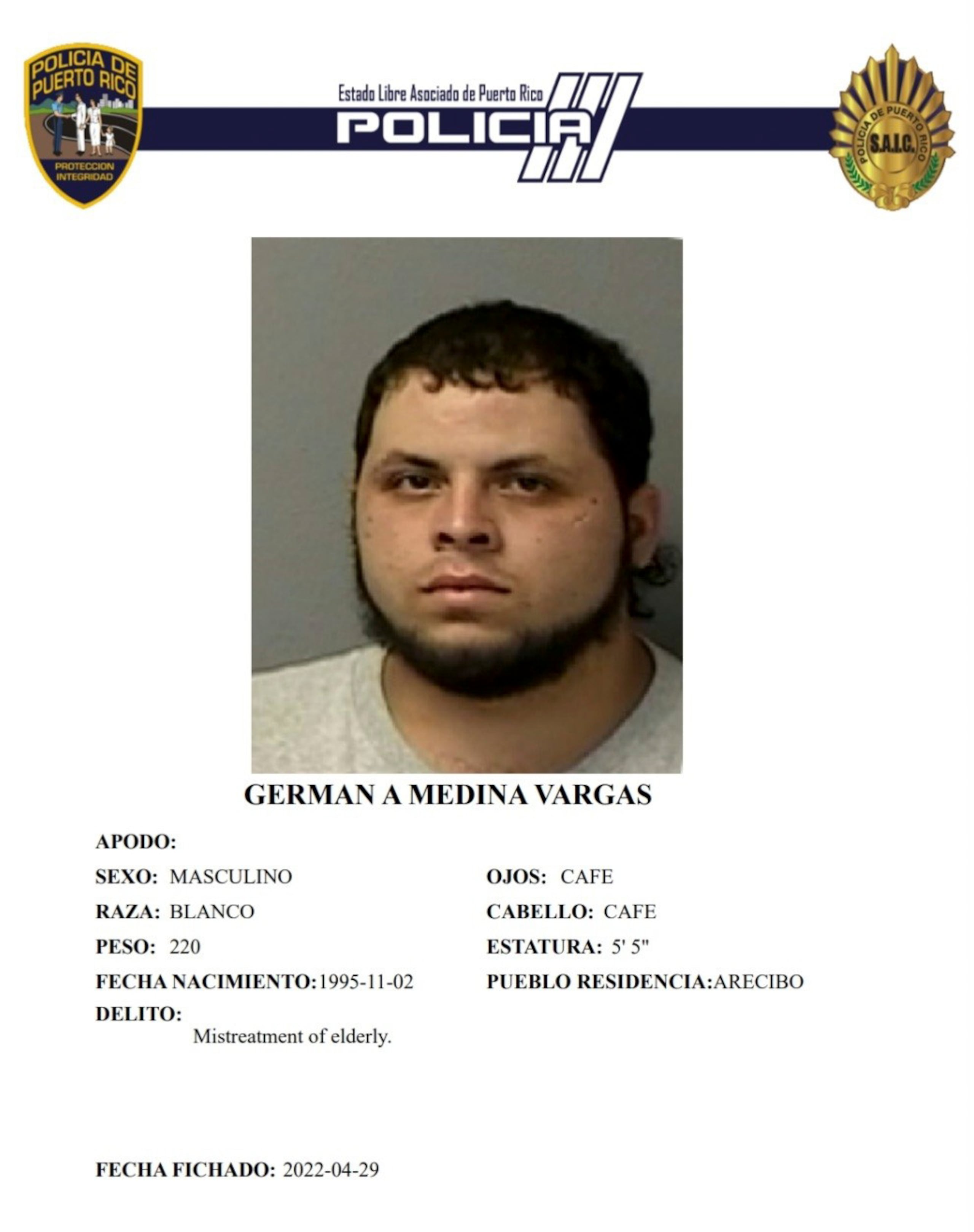 Germán A. Medina Vargas fue asesinado el 1 de septiembre en la Avenida Constitución en Arecibo.