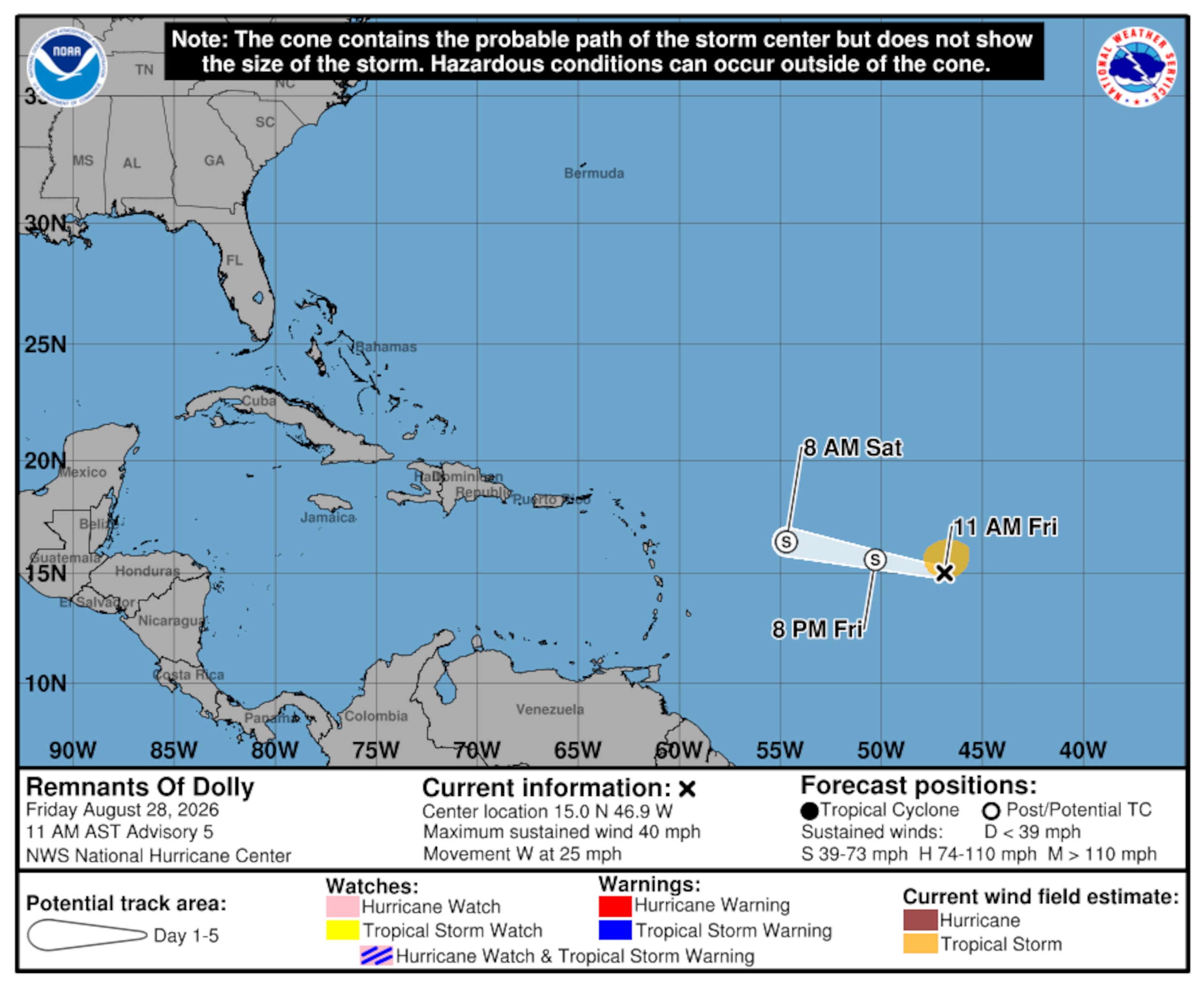 Dolly dejó de ser un sistema organizado y ya no es una tormenta, ni una depresión tropical.