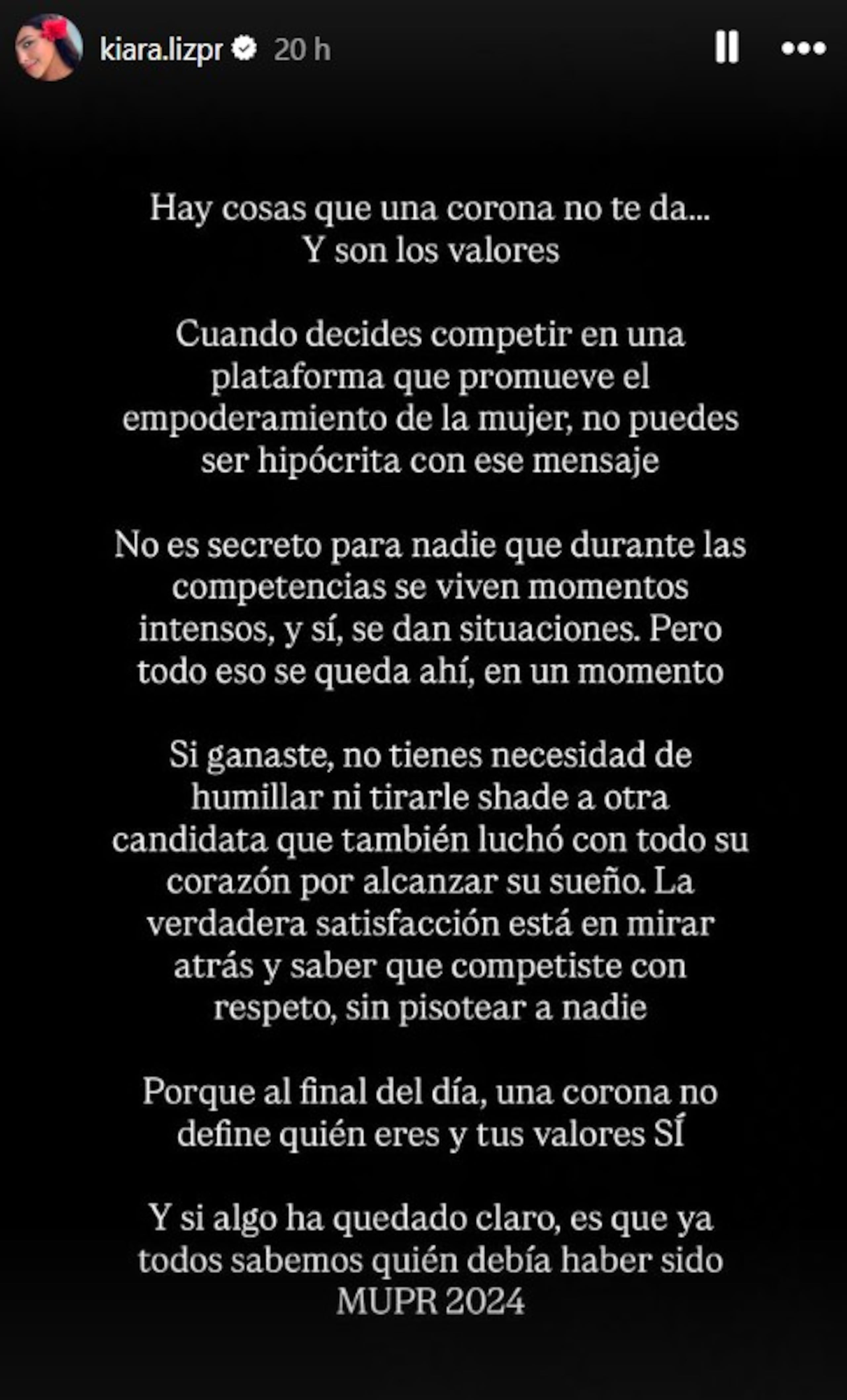 Expresiones de Kiara Liz Ortega tras comentarios de Jennifer Colón.