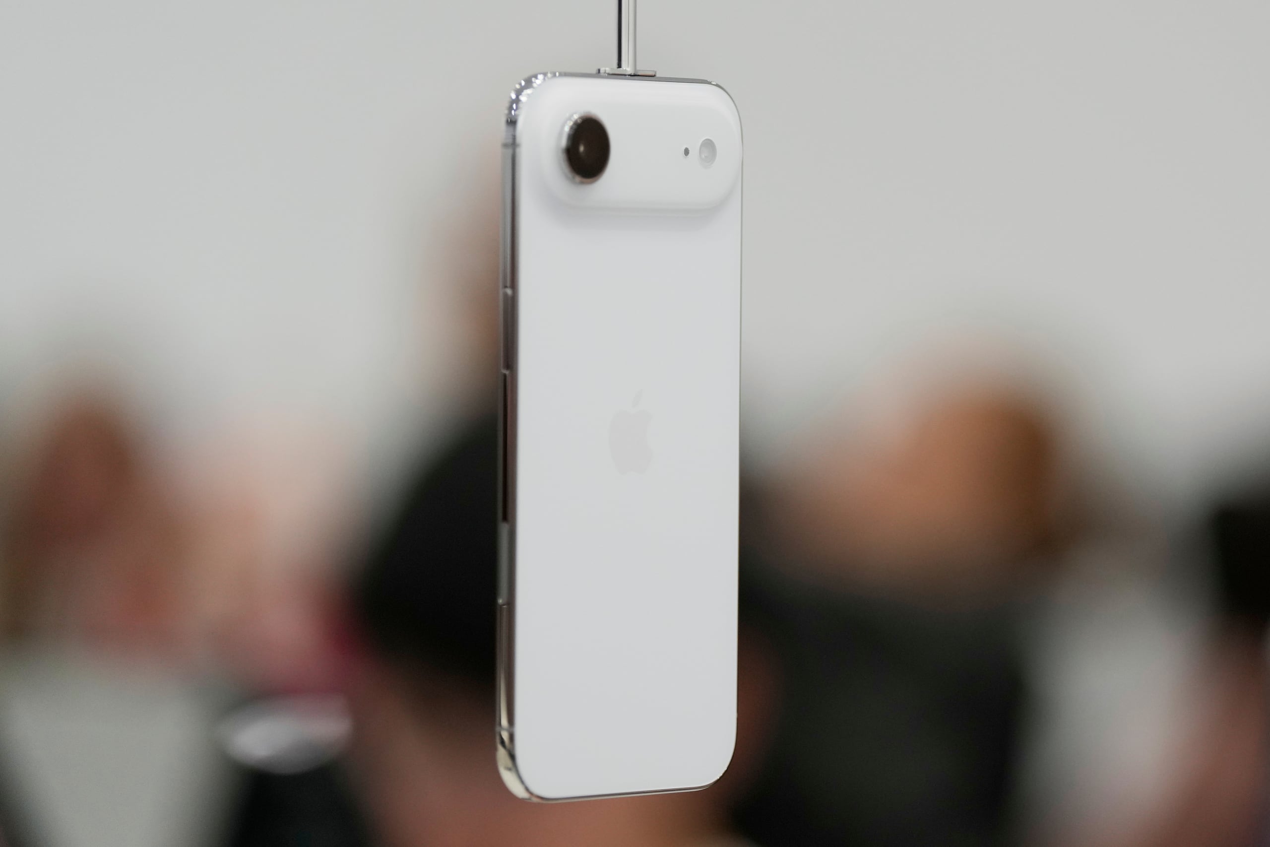 The iPhone Air is displayed during an announcement of new products at Apple Park on Tuesday, Sept. 9, 2025, in Cupertino, Calif. (AP Photo/Godofredo A. Vásquez)