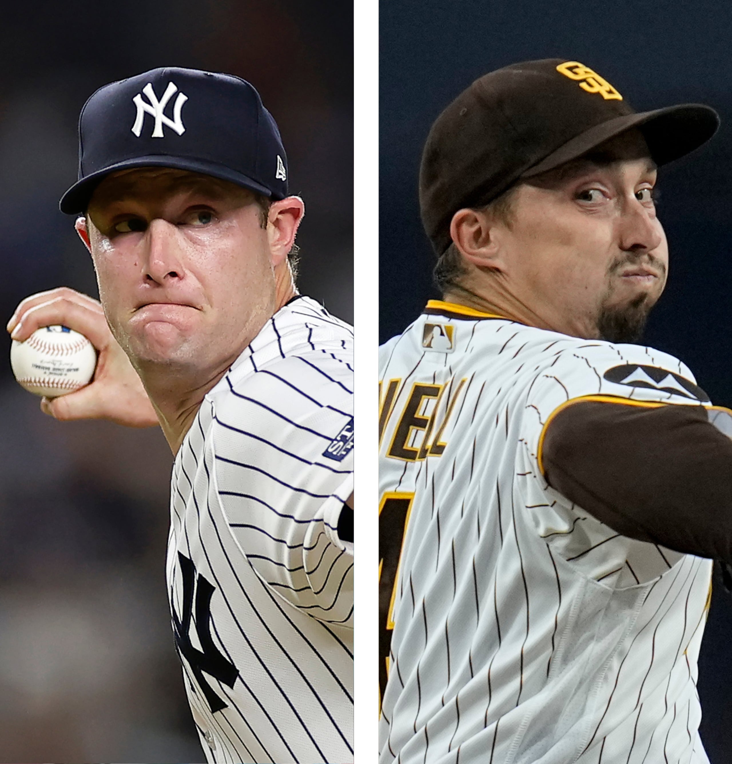 Gerrit Cole, de los Yankees de Nueva York, y Blake Snell, de los Padres de San Diego.