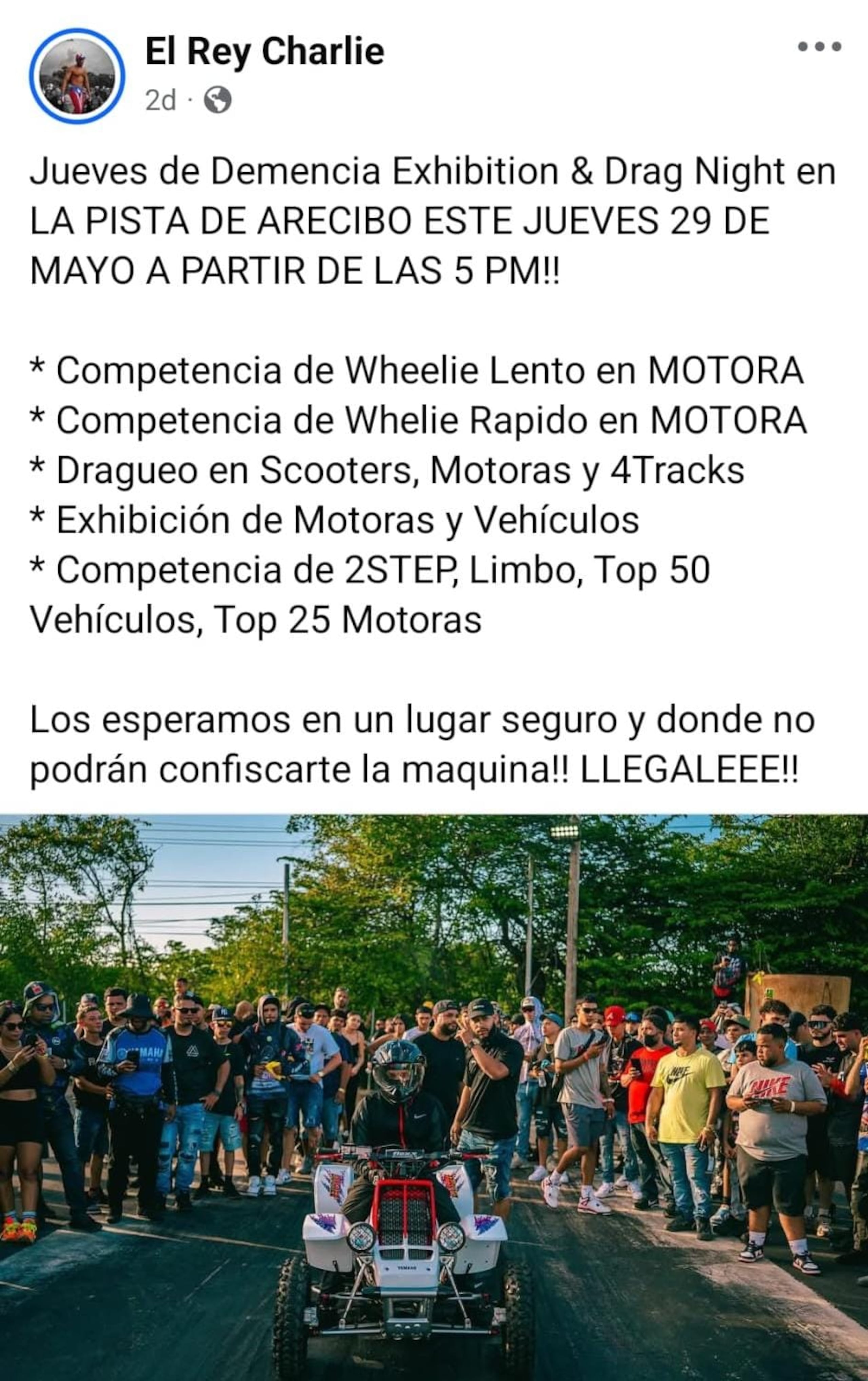El Negociado de Patrullas de Carreteras expidió 387 multas a motoras y vehículos en los alrededores de la actividad Jueves de Demencia, en la Pista de Arecibo.