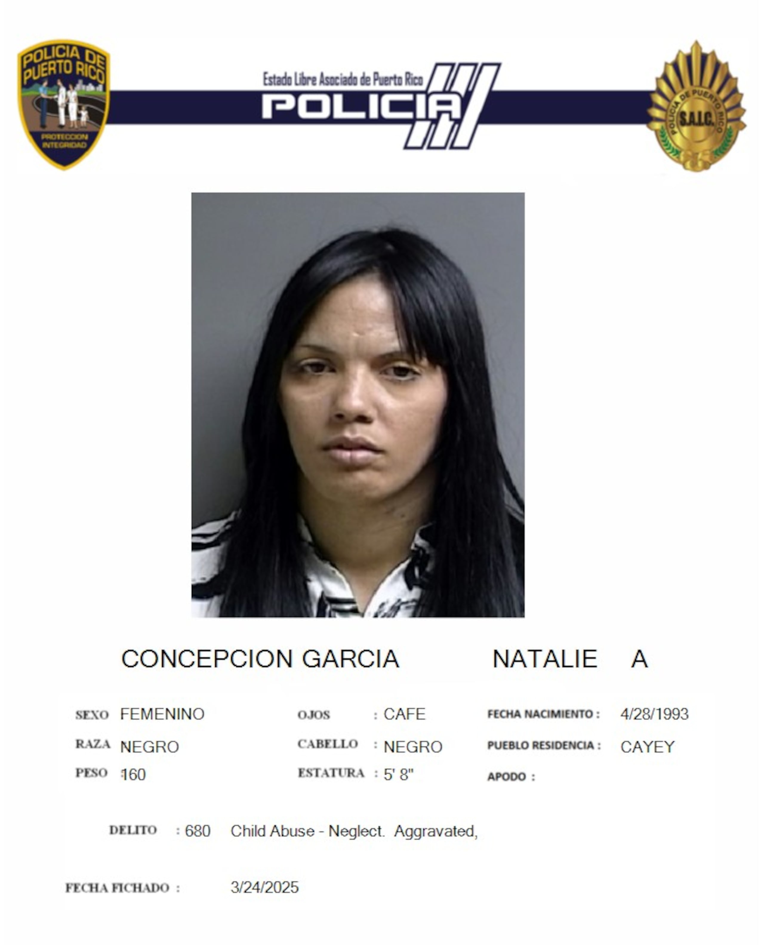 Natalie A. Conepción García, enfrenta cargos por maltrato de menores y negligencia.
