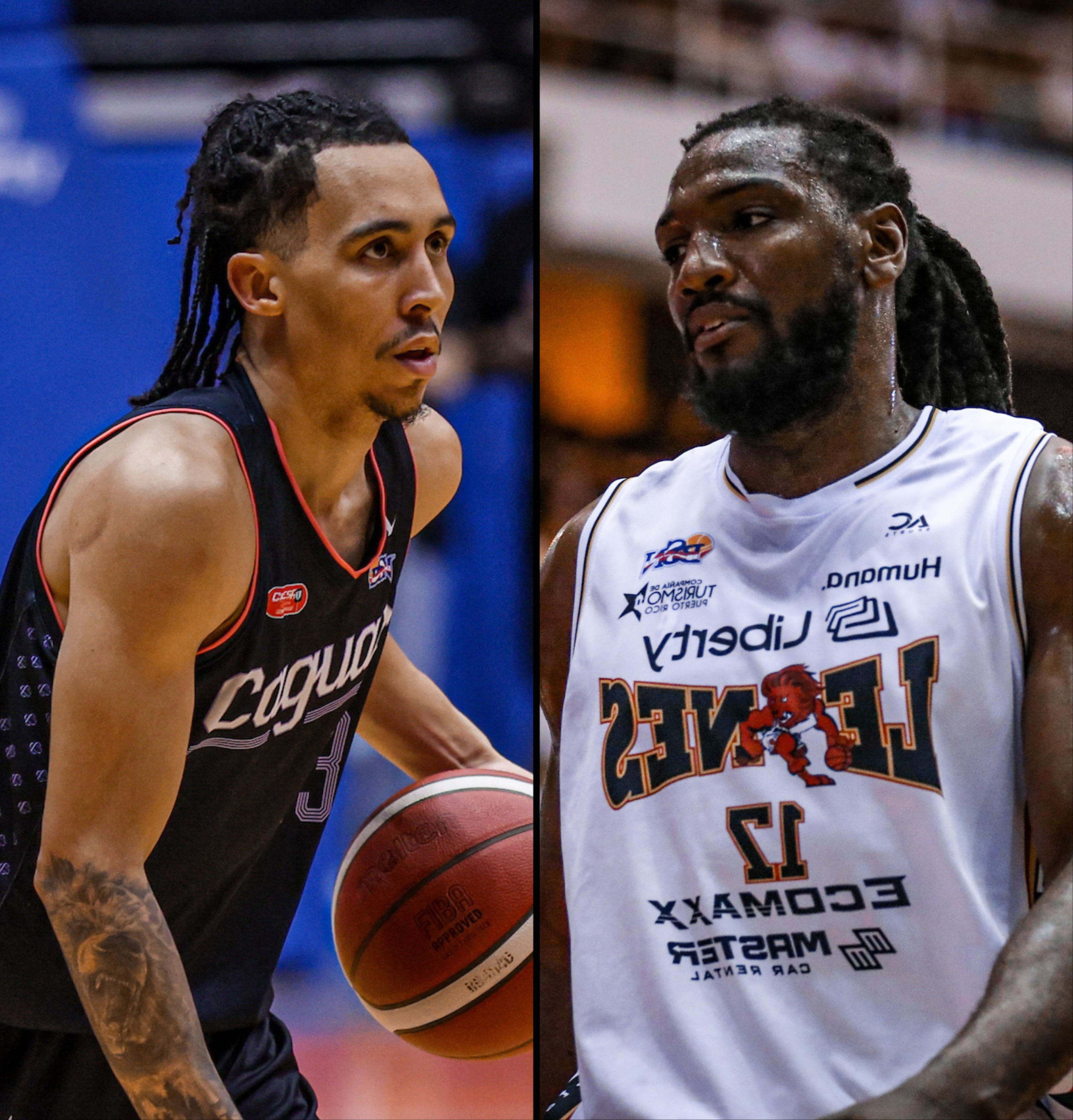 Travis Trice, de los Criollos de Caguas, y Kenneth Faried, de los Leones de Ponce.