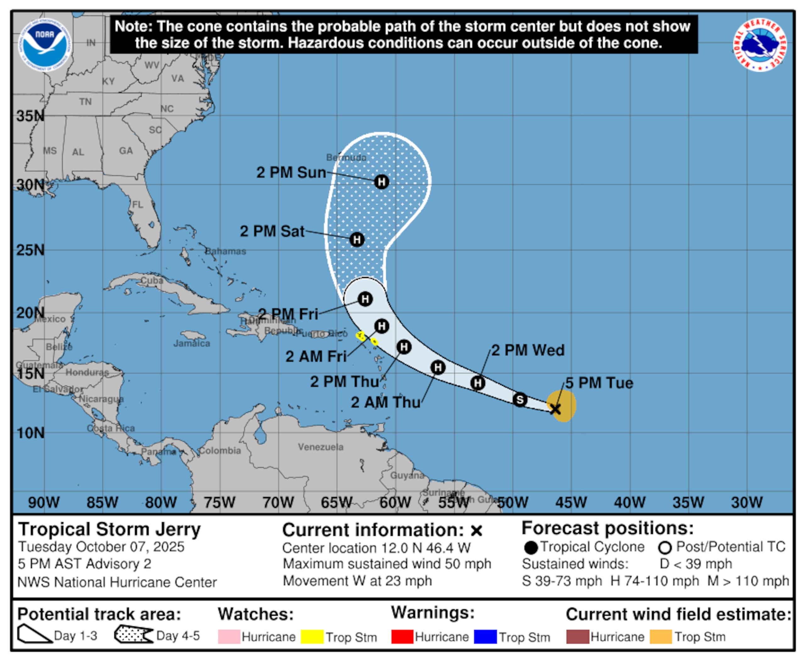 Jerry se convertirá en huracán. (NOAA)