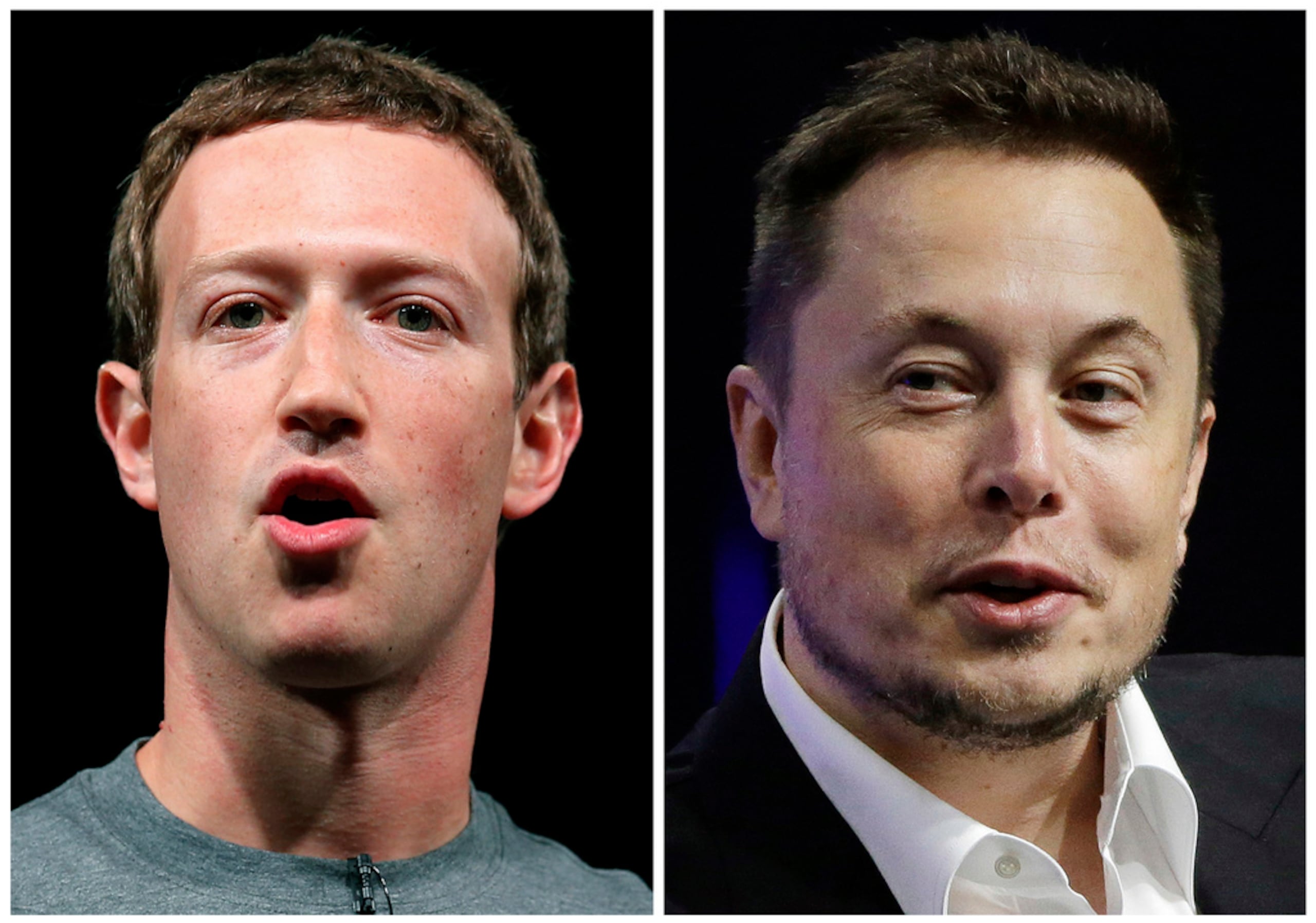 El director general de Facebook, Mark Zuckerberg (izquierda), y al CEO de Tesla y SpaceX, Elon Musk.