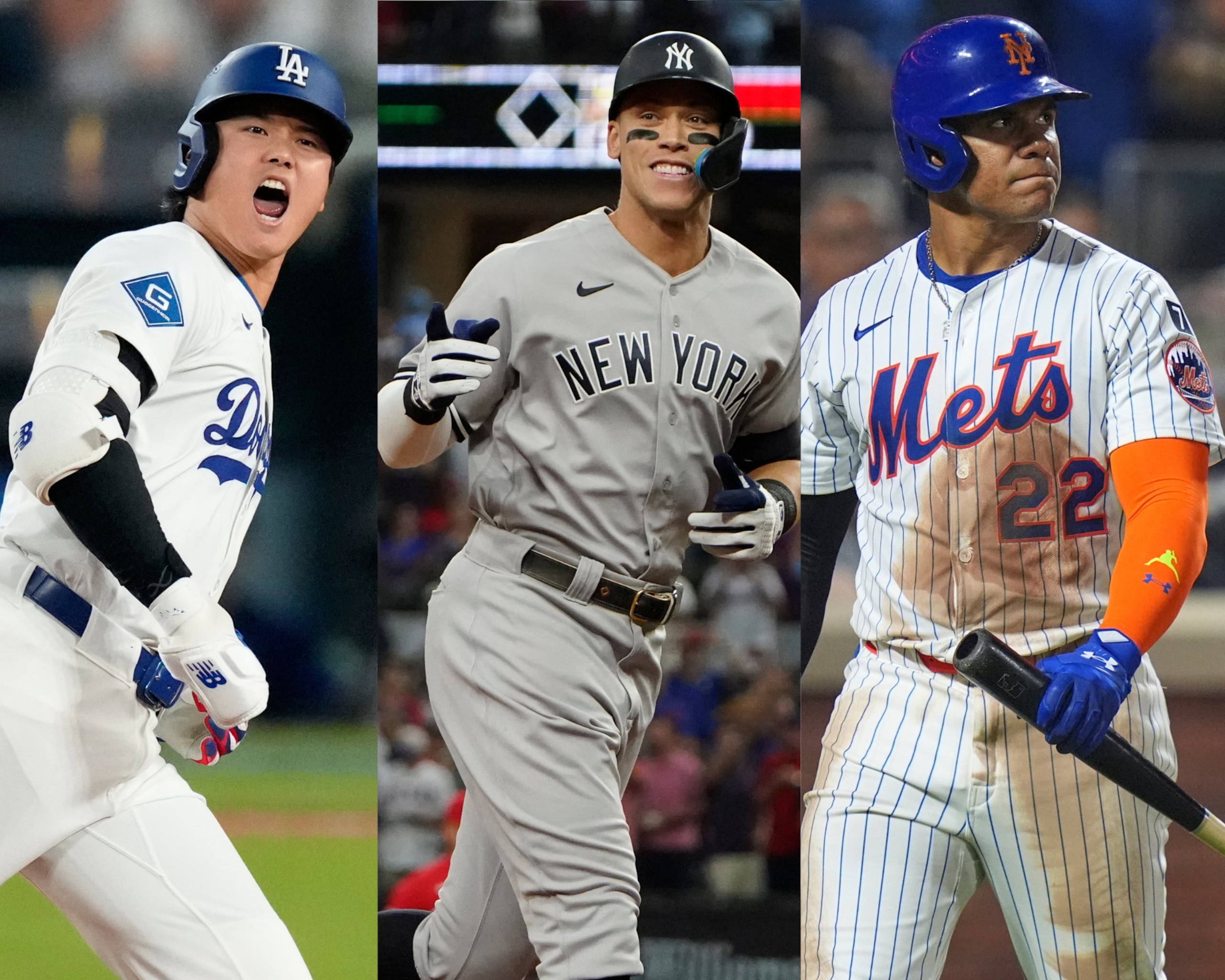 Shohei Ohtani, Aaron Judge y Juan Soto.