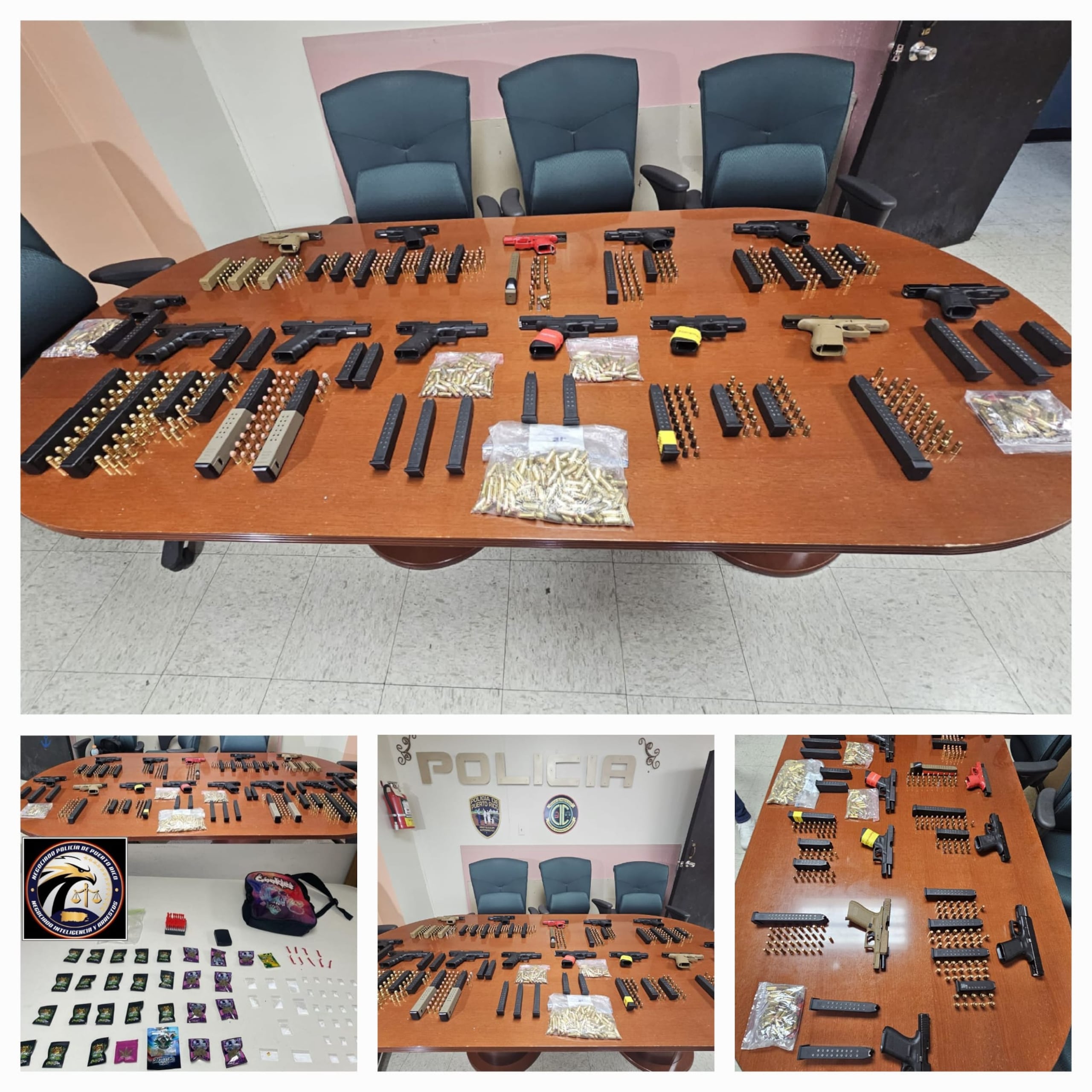 El Negociado de Inteligencia y Arrestos ocupó cientos de balas, armas ilegales y sustancias controladas en el negocio La Terraza, en Barrio Obrero, Santurce, durante una inspección de la Comisión de Juegos de Puerto Rico, en lugares de alta incidencia criminal.