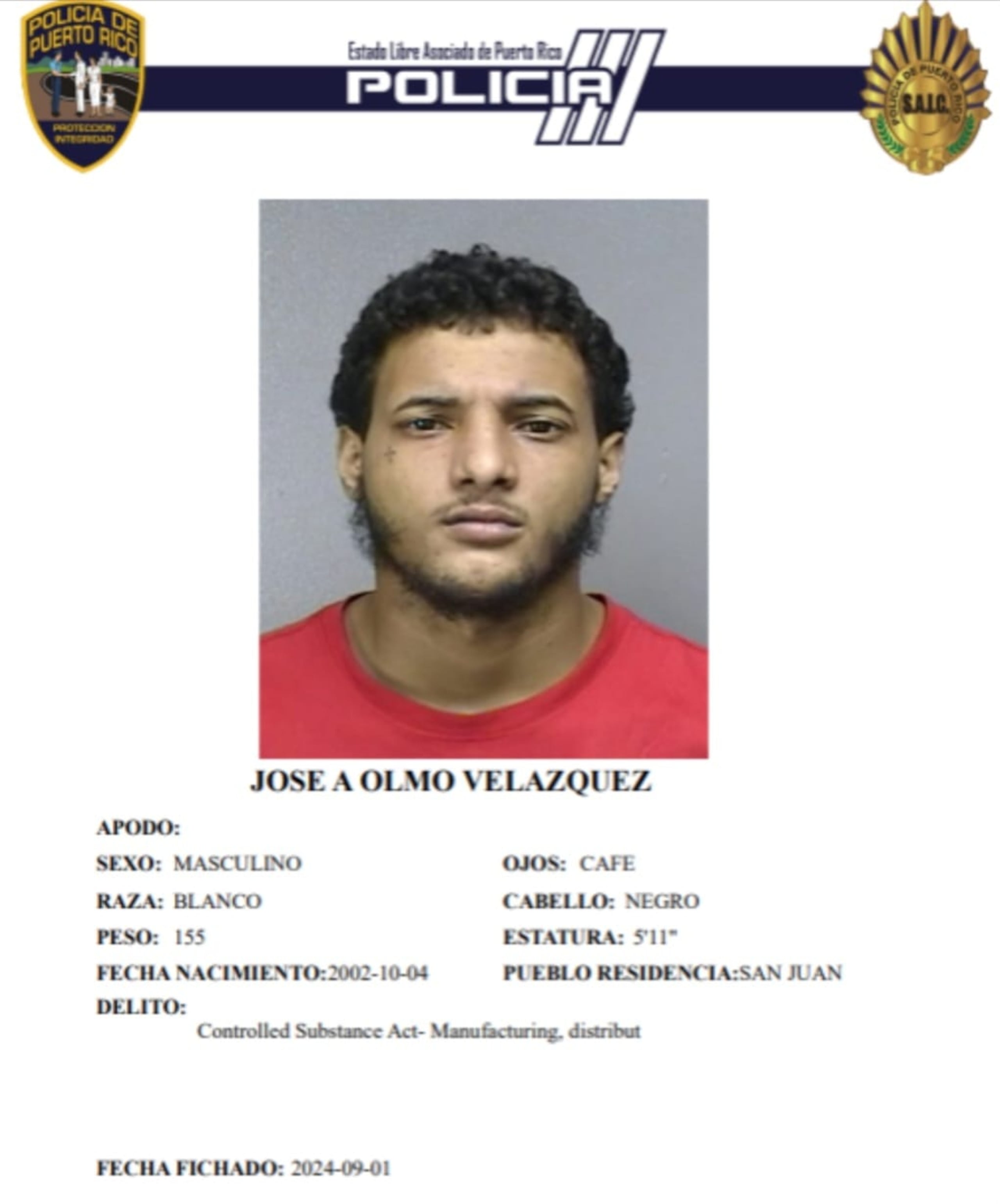 El cadáver de José A. Olmo Velázquez, fue localizado el 4 de noviembre en carretera PR. 951, en dirección de Canóvanas a Loíza.