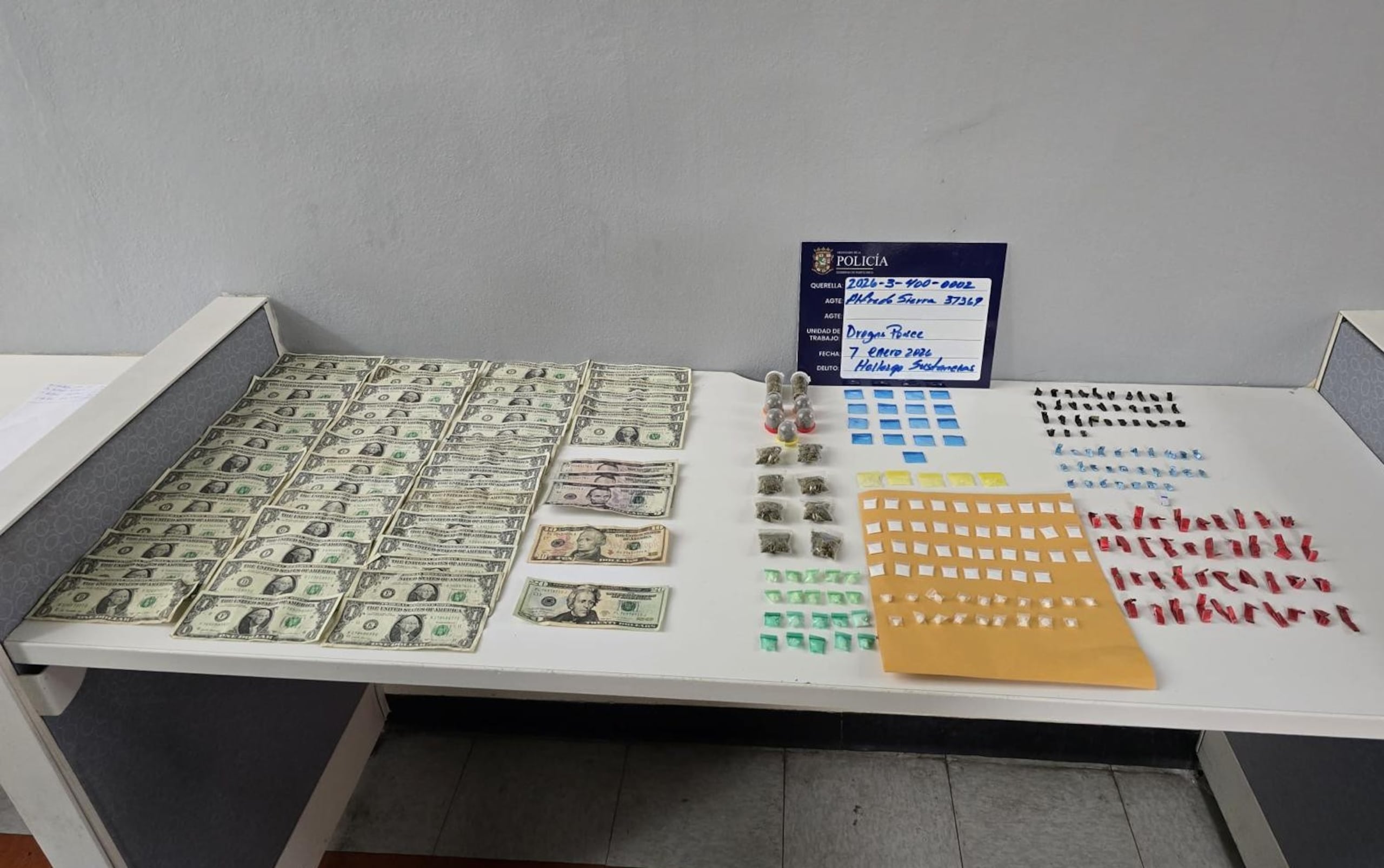 Drogas y dinero ocupados en las intervenciones policíacas.