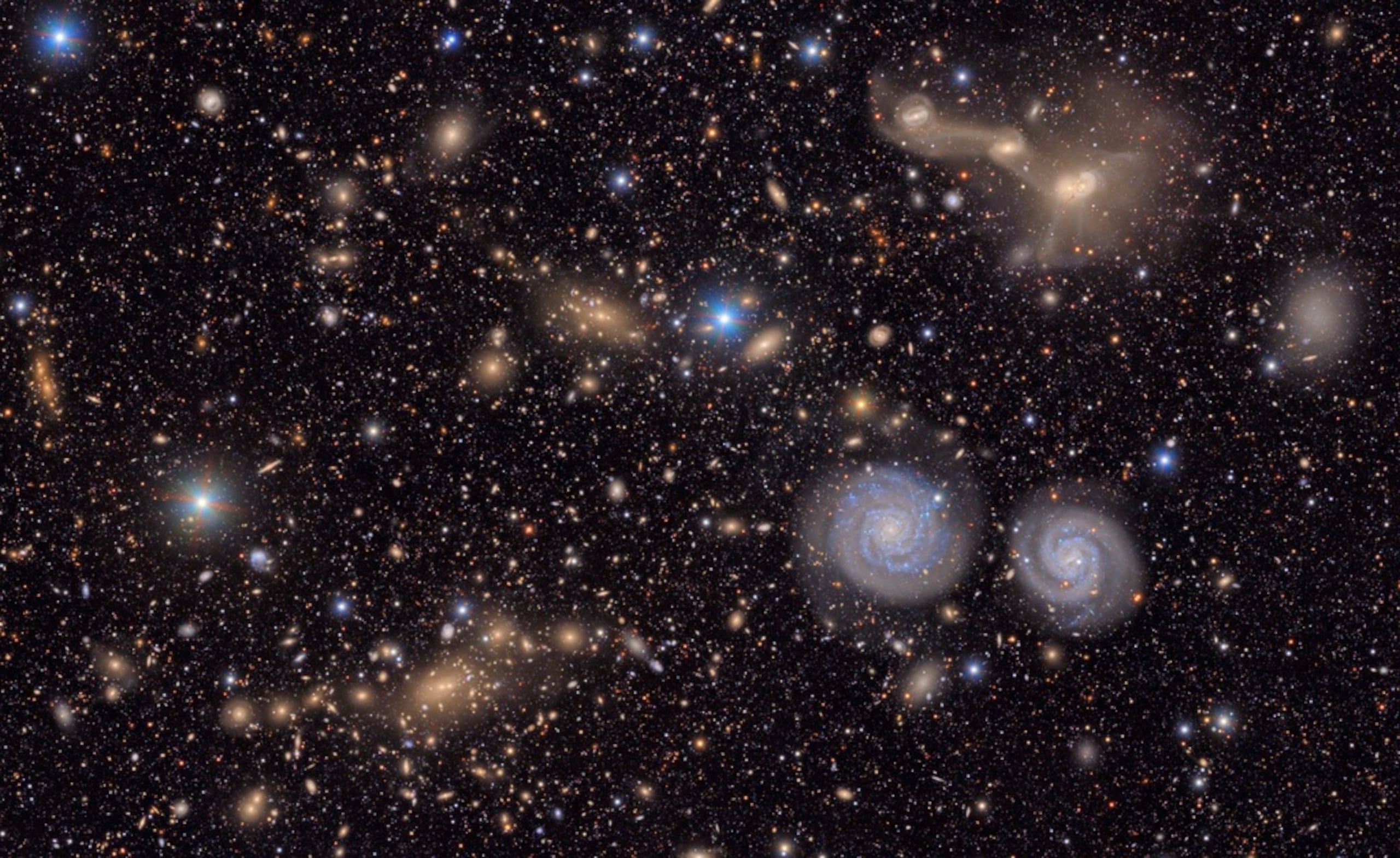 Foto difundida por el Observatorio NSF-DOE Vera C. Rubin muestra una sección del núcleo celestial Virgo.