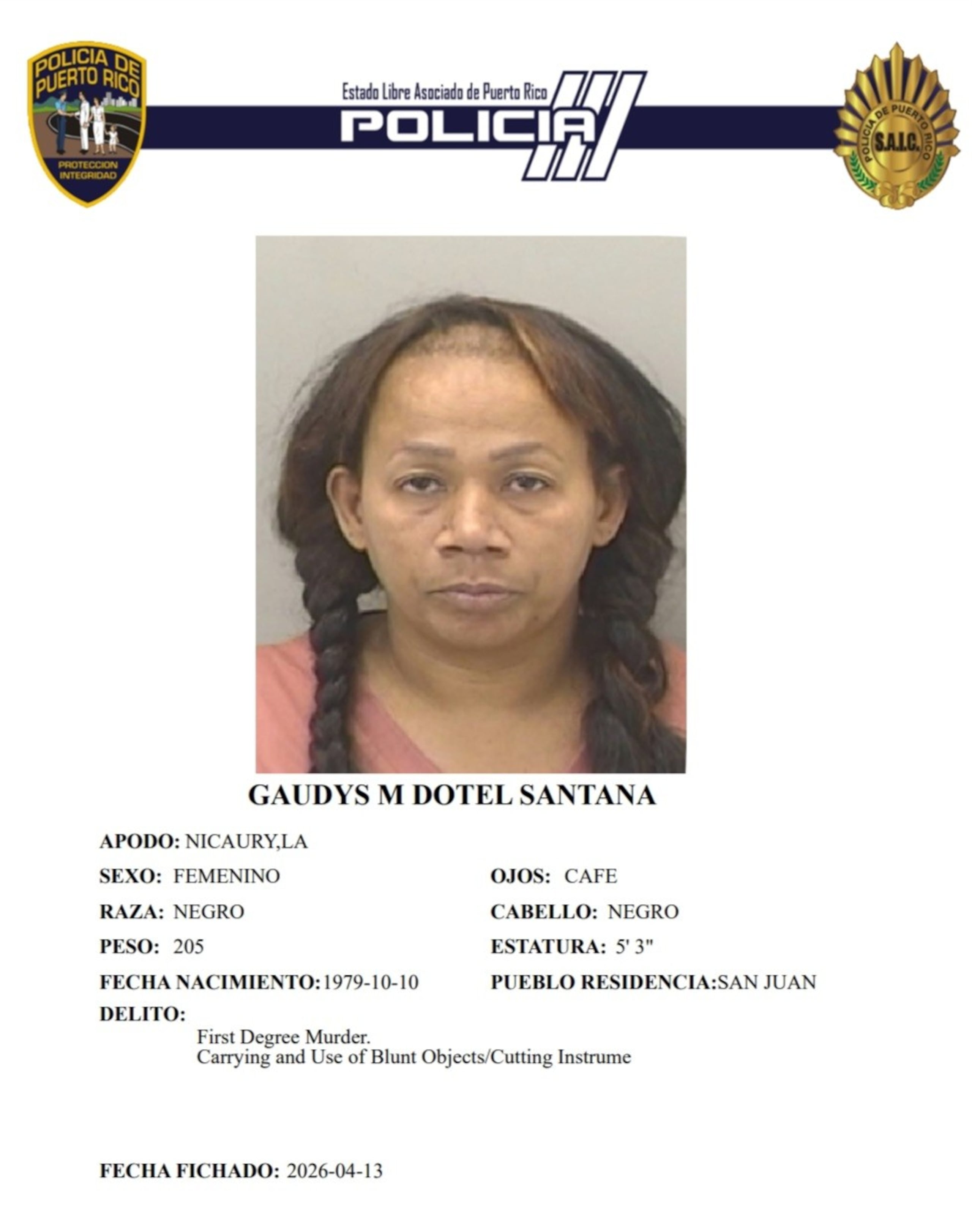 Gaudys M. Dotel Santana, enfrenta cargos por el crimen de su pareja sentimental en Hato Rey.