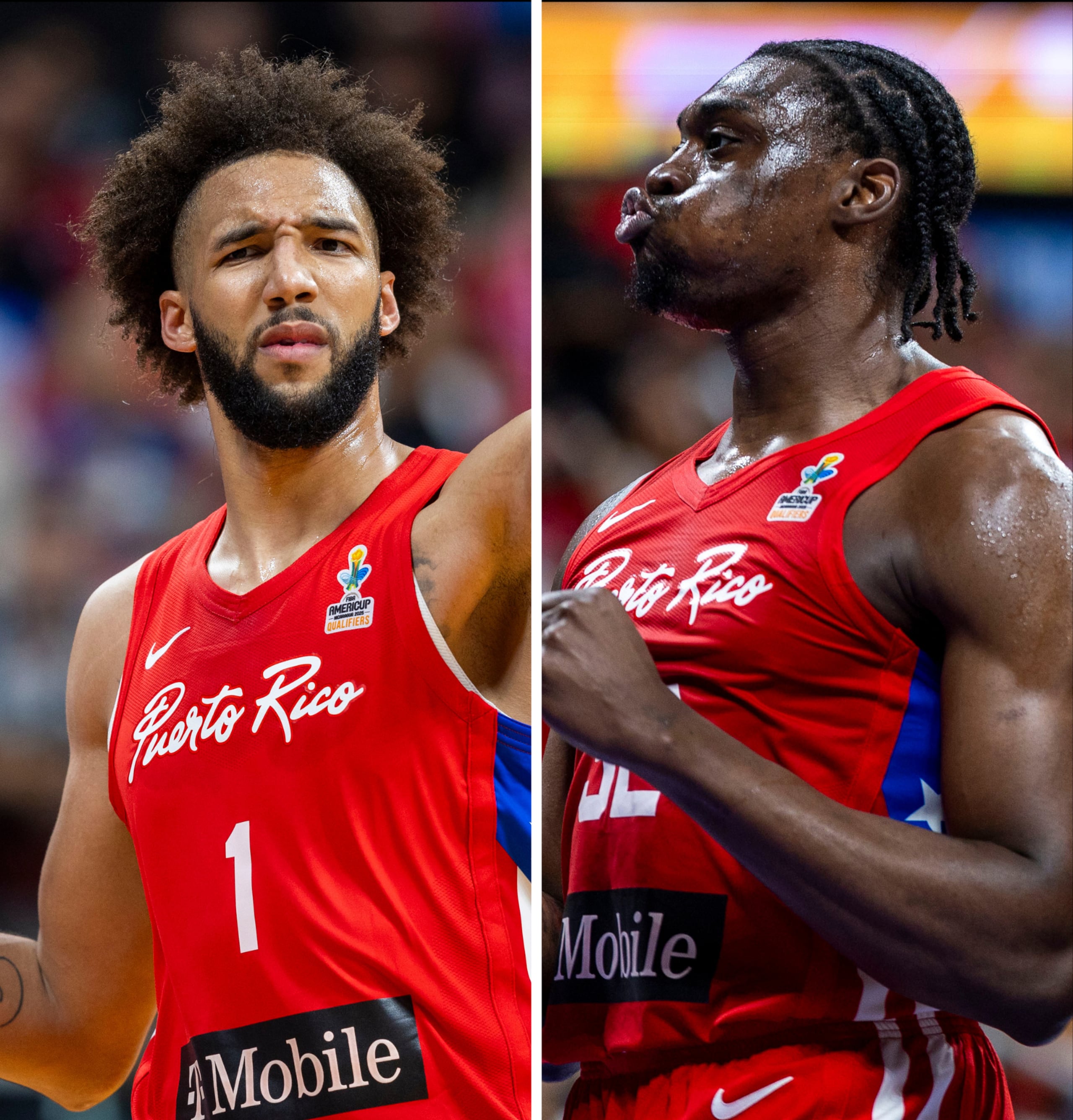 George Conditt IV, a la izquierda, y Tai Odiase jugaron por primera vez juntos con el Equipo Nacional en el primer juego de la tercera ventana clasificatoria al AmeriCup 2025.