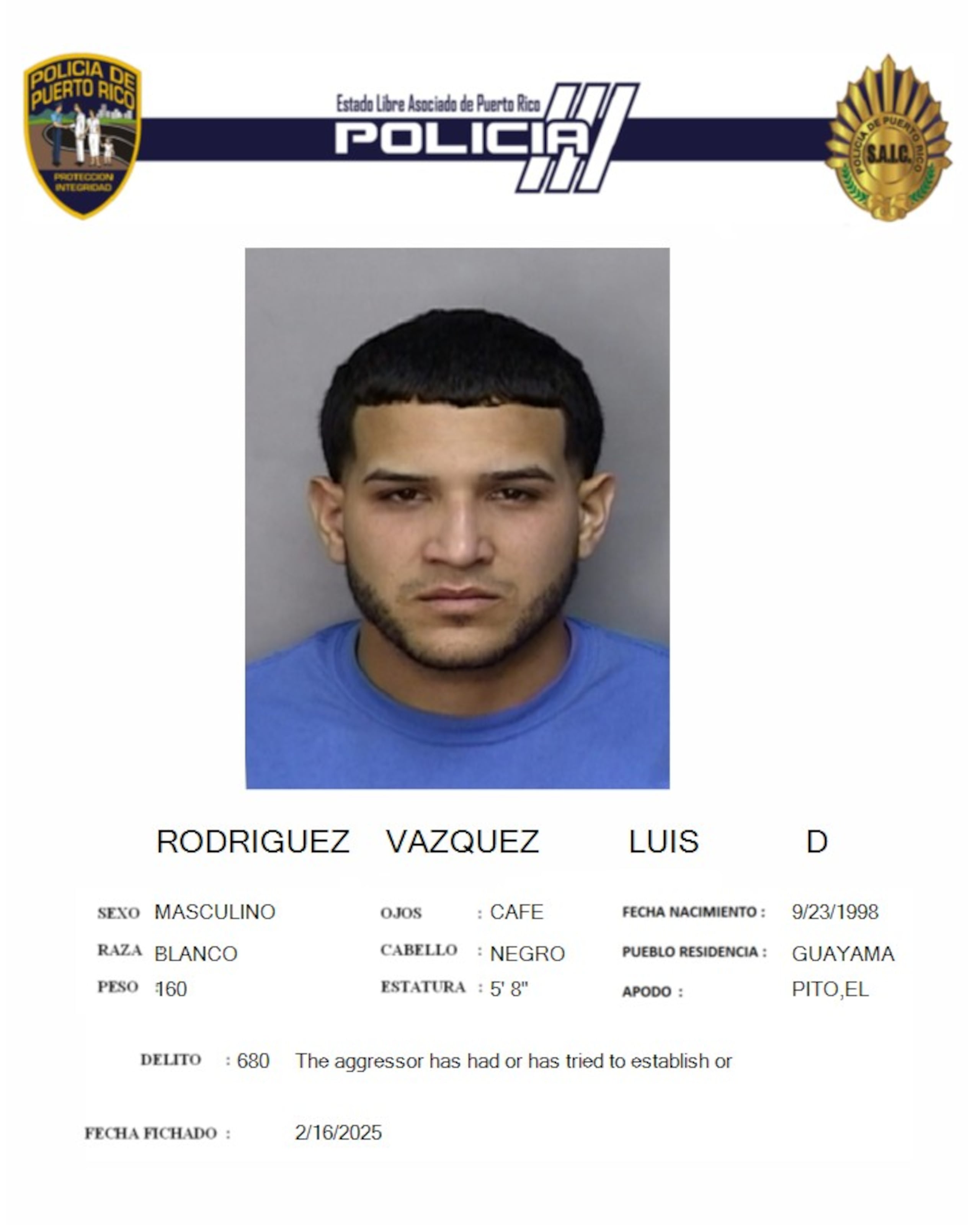 Luis D. Rodríguez Vázquez, enfrentará el 10 de abril el juicio en su fondo por cargos de feminicidio, tentativa de asesinato y violación a la Ley de Armas.