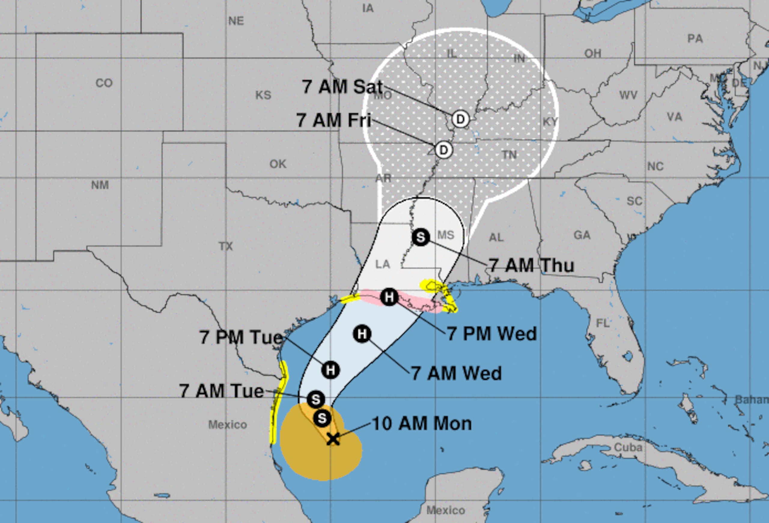 Miami. La tormenta tropical Francine se formó el lunes frente a la costa de México y se esperaba que empapara la costa de Texas con hasta un pie (30 centímetros) de lluvia antes de tocar tierra en Luisiana la noche del miércoles como huracán.