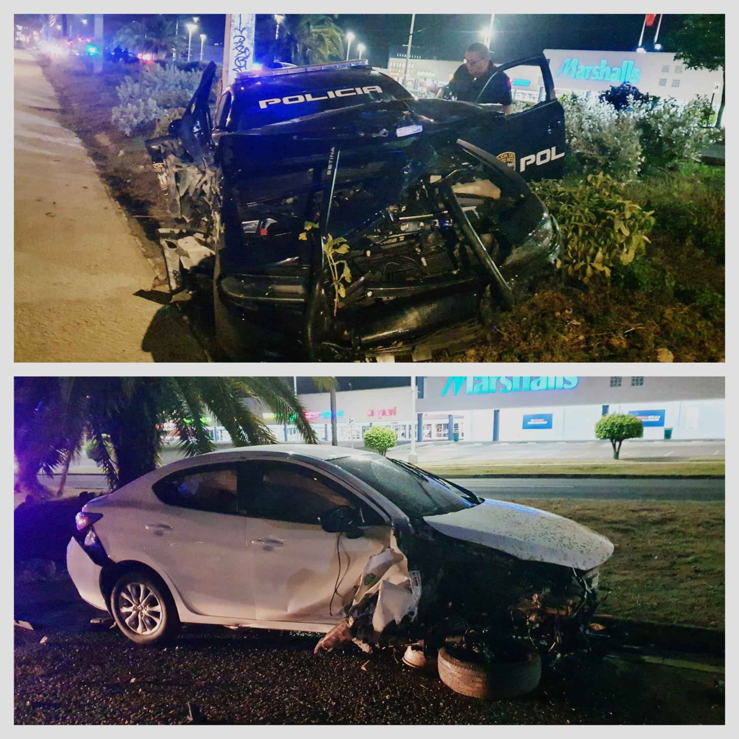 Dos agentes de la División de Vehículos Hurtados de Caguas y el conductor que perseguían resultaron heridos en el accidente de tránsito durante una persecución.