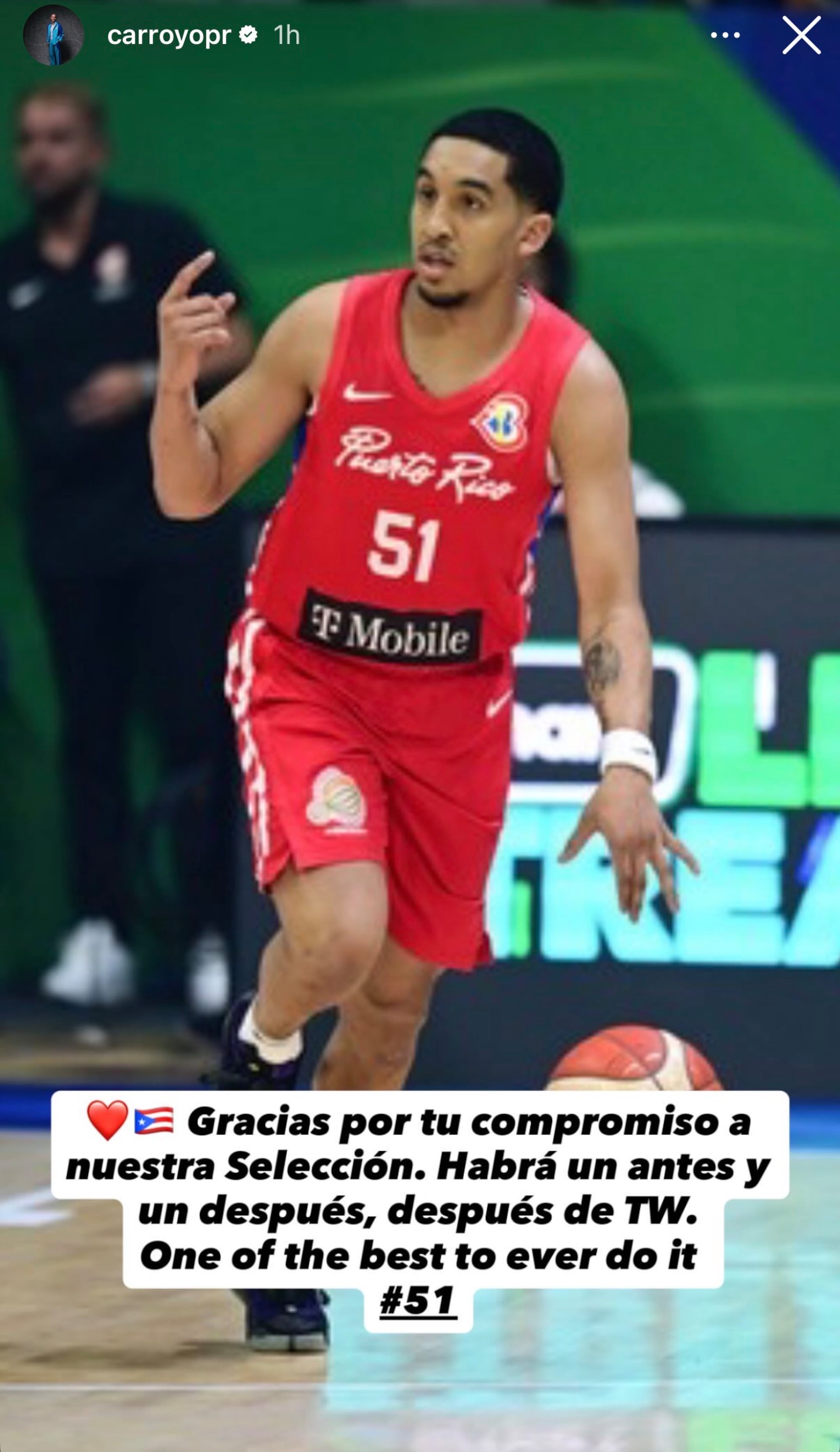 Mensaje de Carlos Arroyo tras el retiro de Tremont Waters de la Selección Nacional.