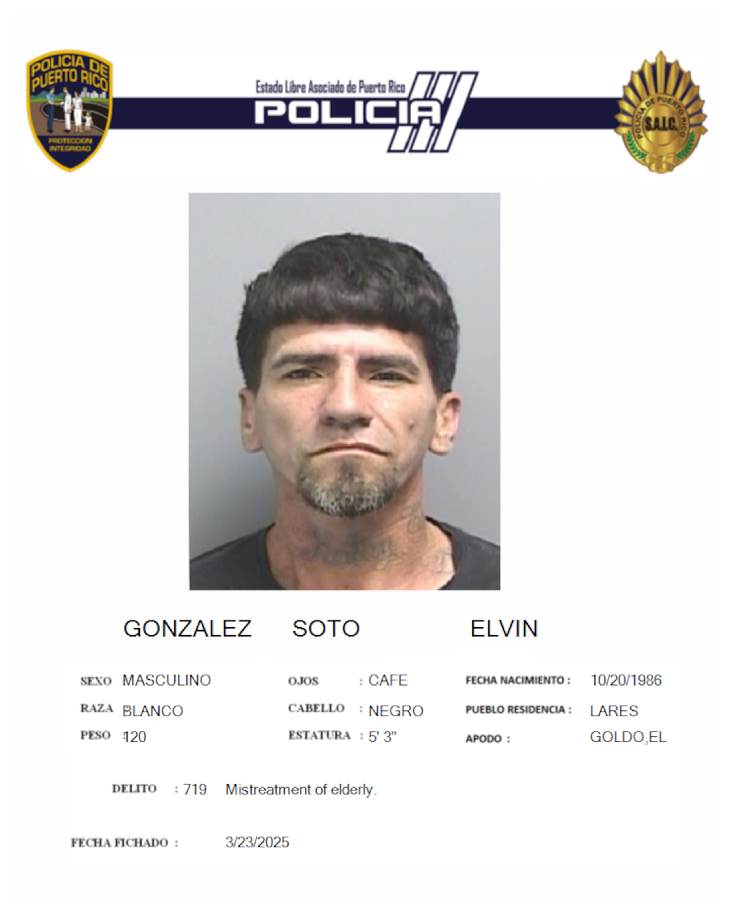 Elvin González Soto enfrenta cargos por maltrato y amenaza a personas de edad avanzada.