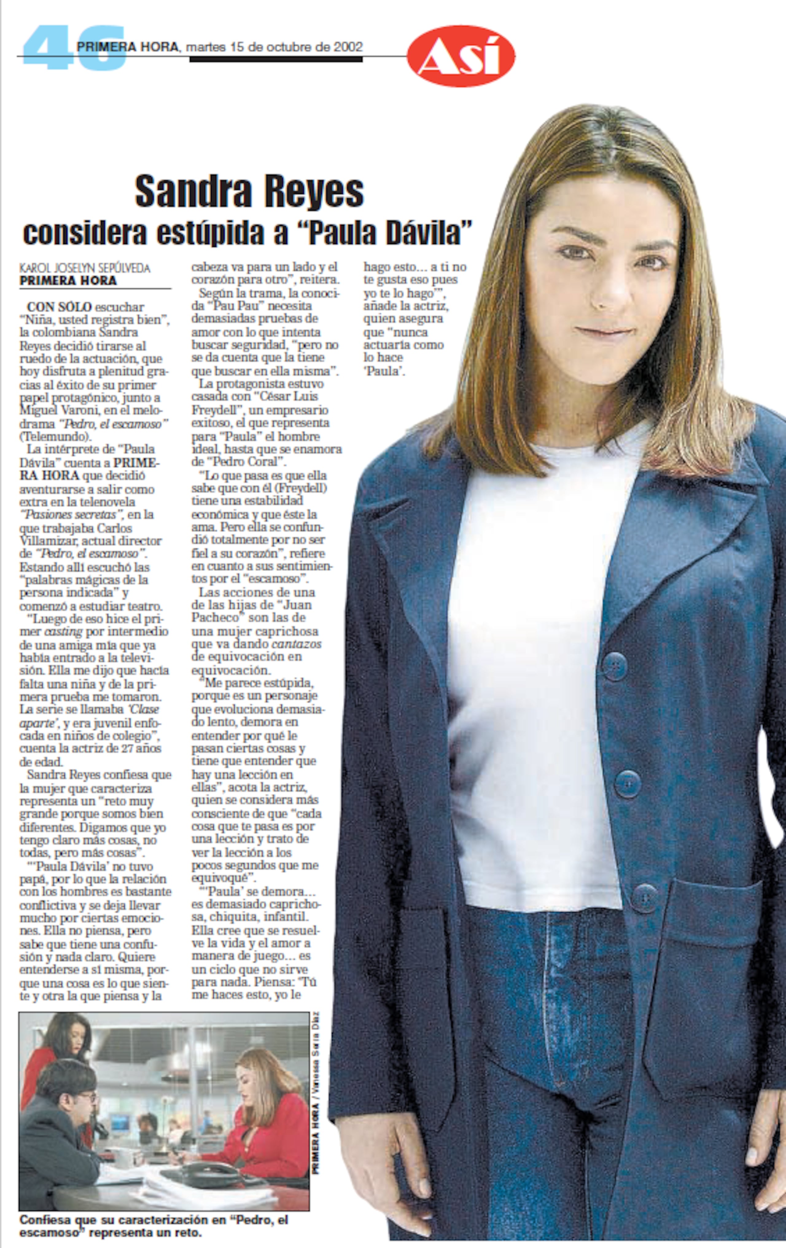 Entrevista a Sandra Reyes, en octubre de 2002.