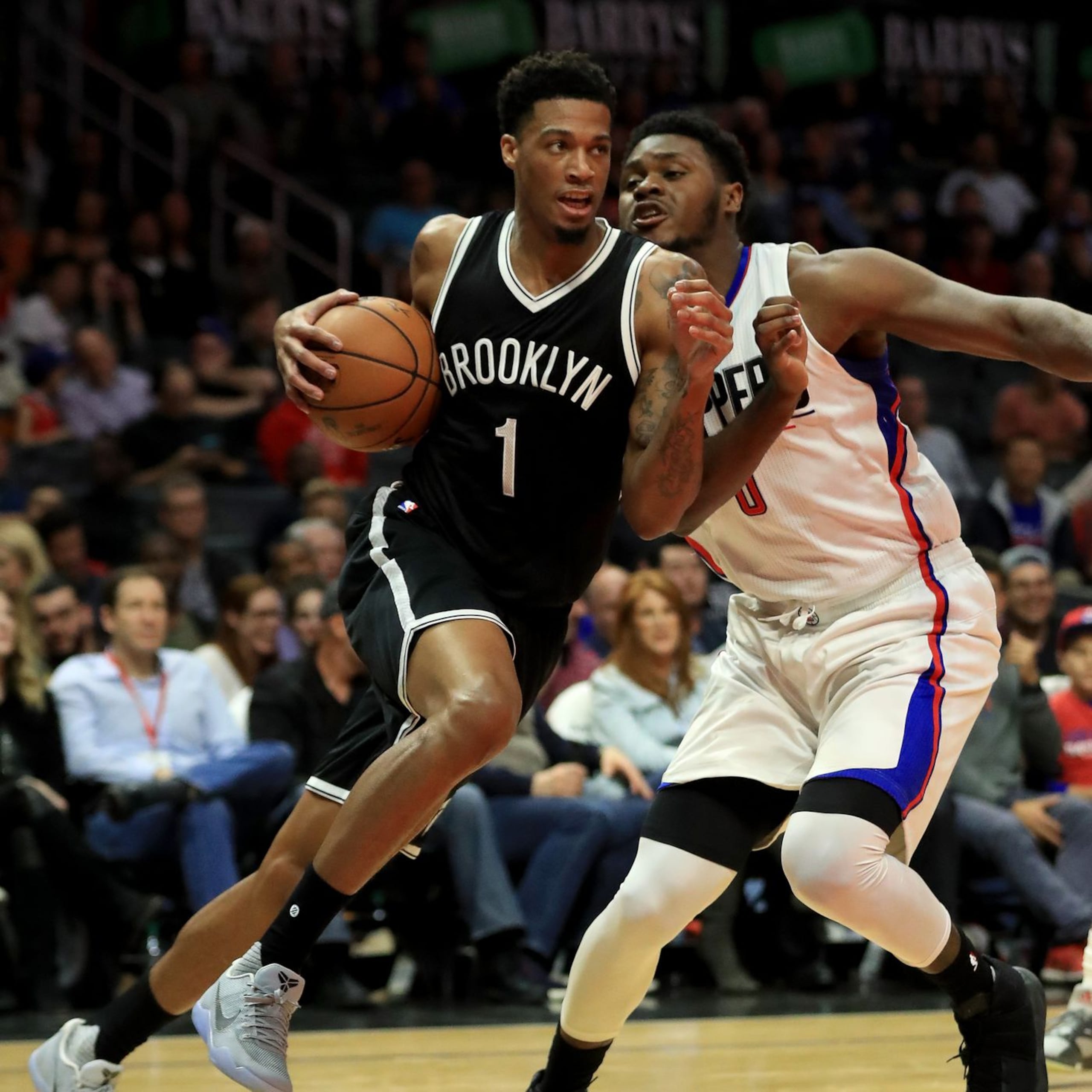 Chris McCullough en uniforme de los Nets de Brooklyn durante su etapa en la NBA.