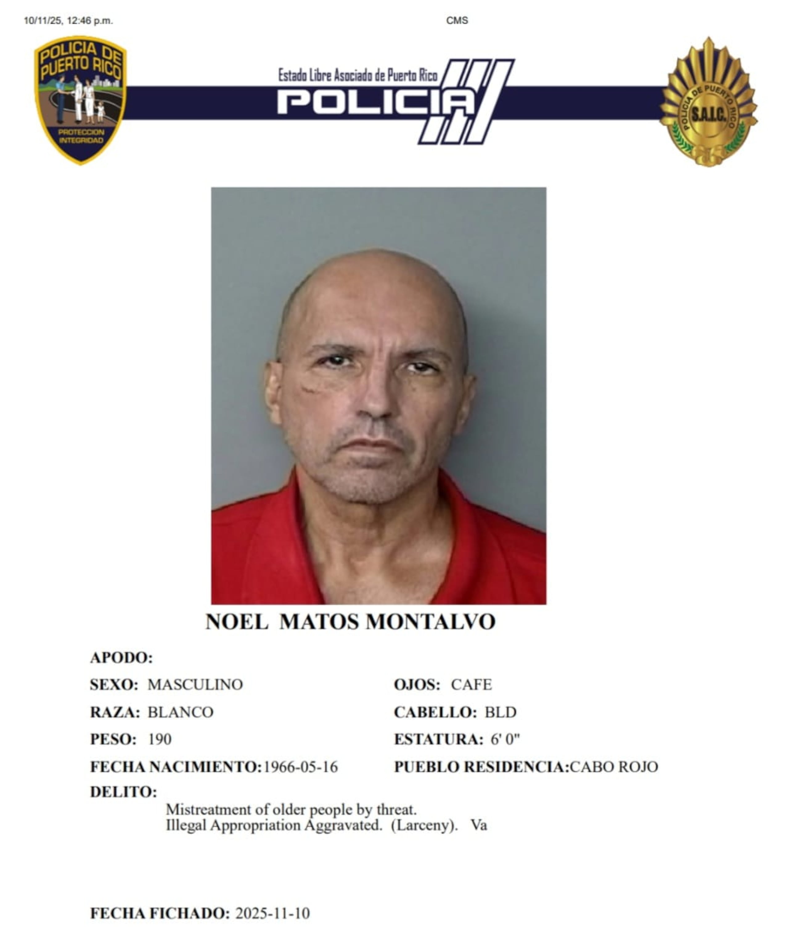 Noel Matos Montalvo, enfrenta cargos por apropiación ilegal agravada y maltrato de ancianos.