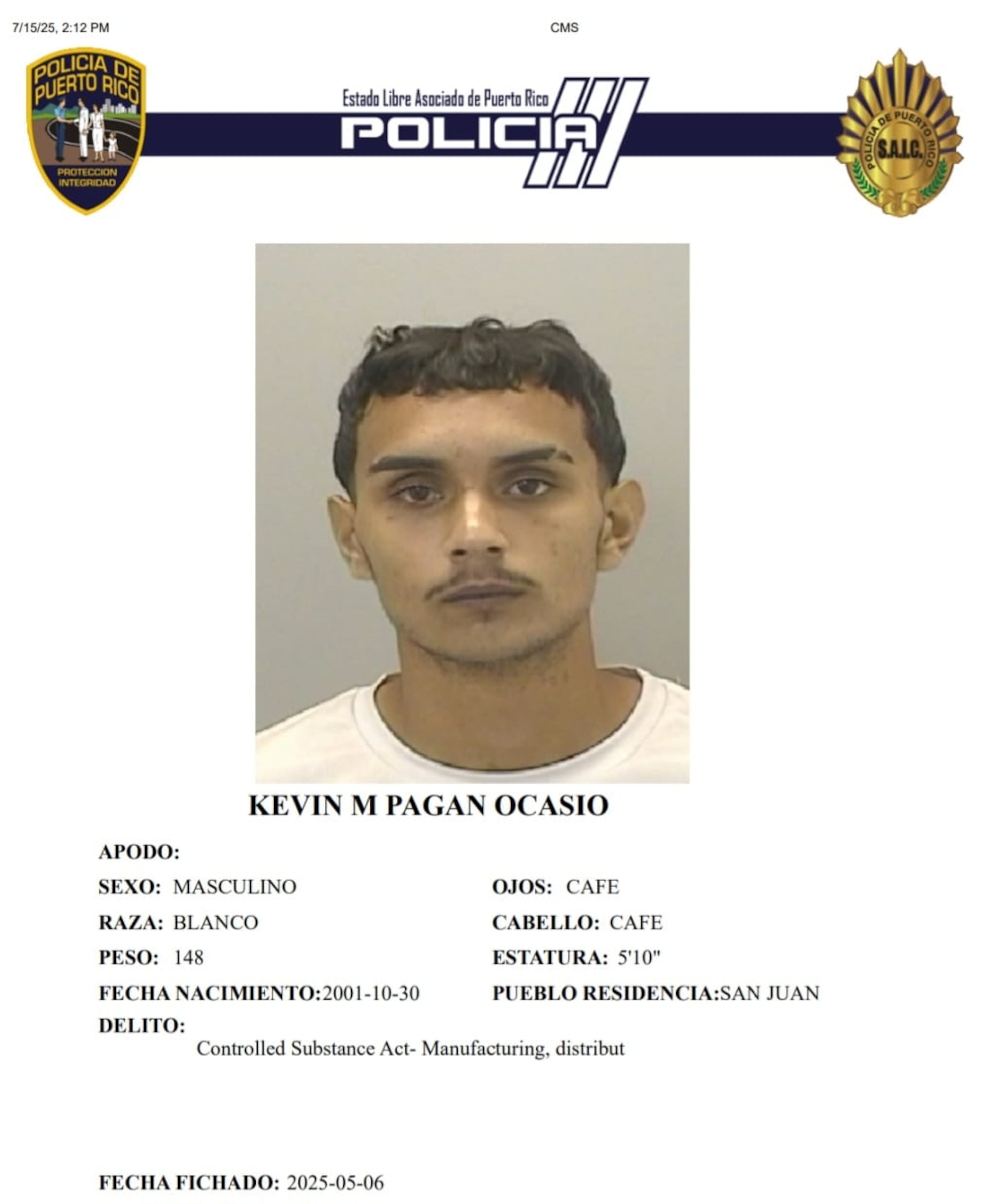 Kevin M. Pagán Ocasio, fue asesinado en el barrio Saint Just, en Trujillo Alto.
