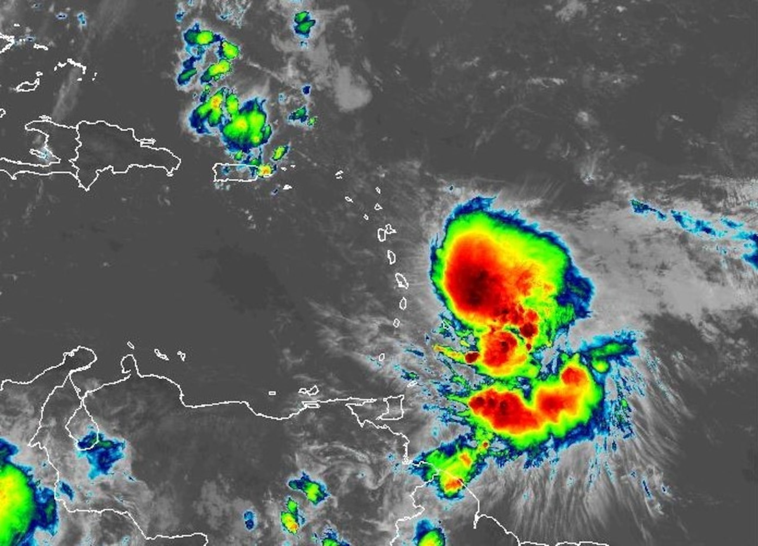 Imagen de satélite del huracán Tammy el 20 de octubre de 2023.