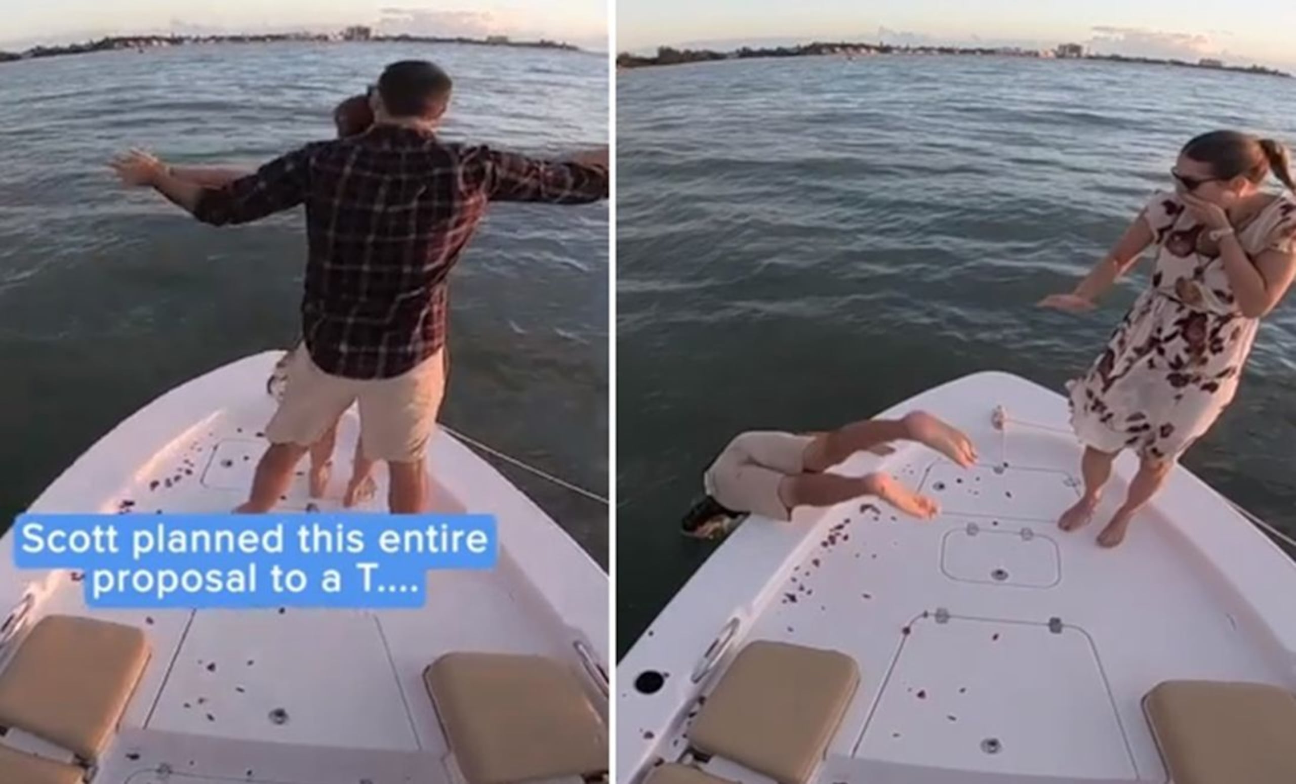 Scott Kelin intentaba recrear una escena de Titanic para proponerle matrimonio a su novia cuando el anillo cayó al mar.