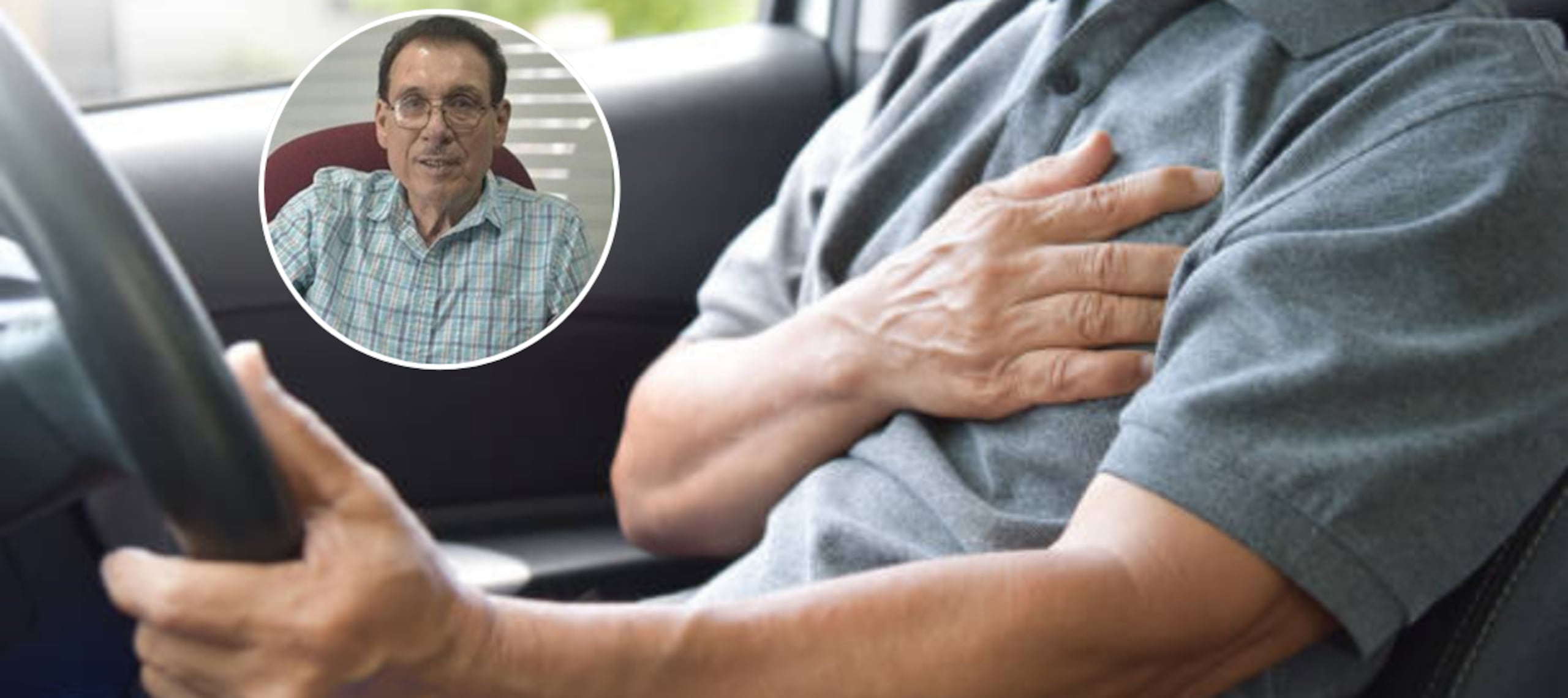 Dolor en el pecho y falta de aire alertaron a Salomón de un infarto mientras manejaba su vehículo.