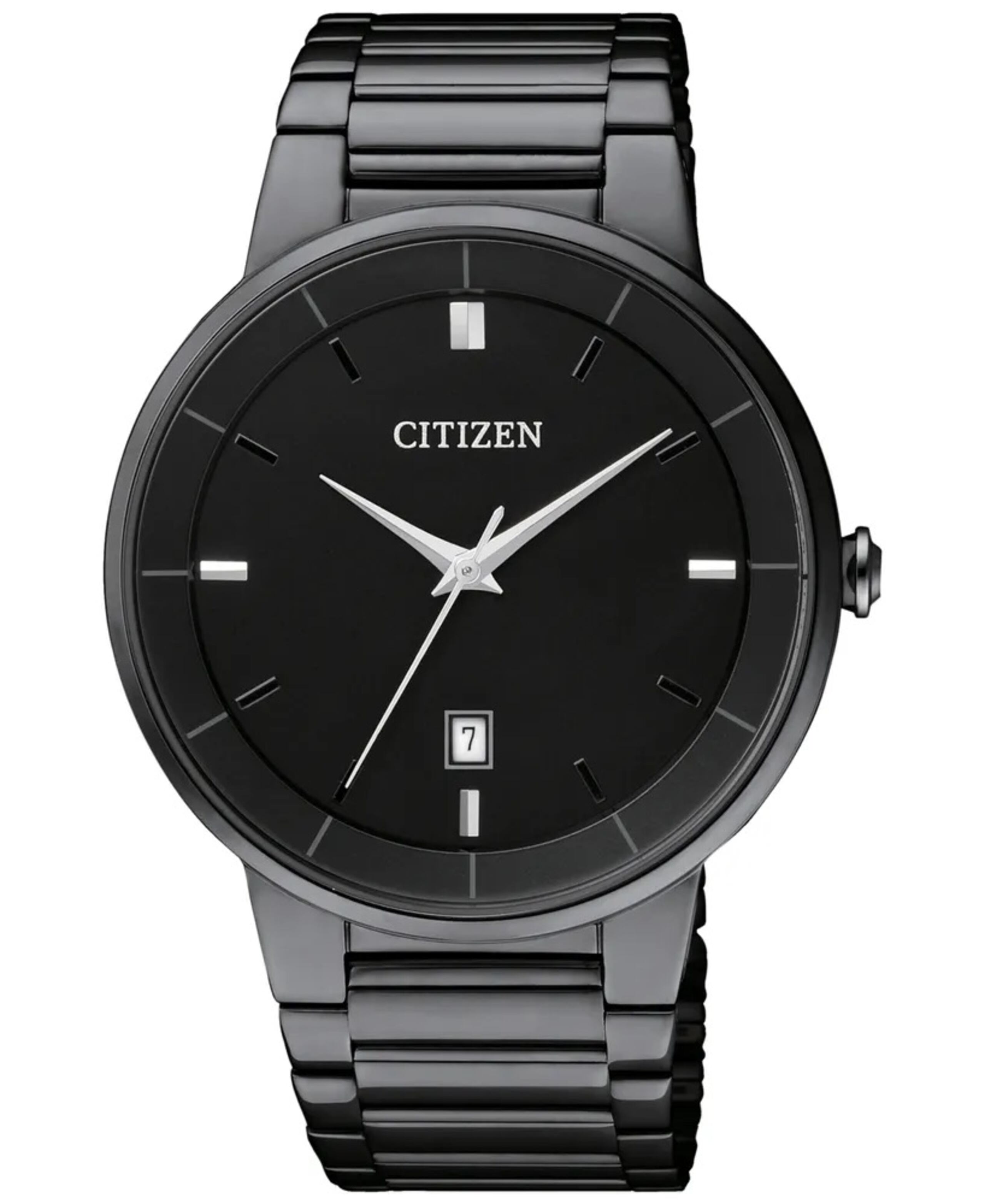 Relojería clásica: Puede que papá tenga un reloj inteligente que use a diario, pero también puedes optar por un modelo más clásico y elegante, como este Citizen Quartz Men's Black Ion Plated Bracelet BI5017-50E, disponible en JCPenney.