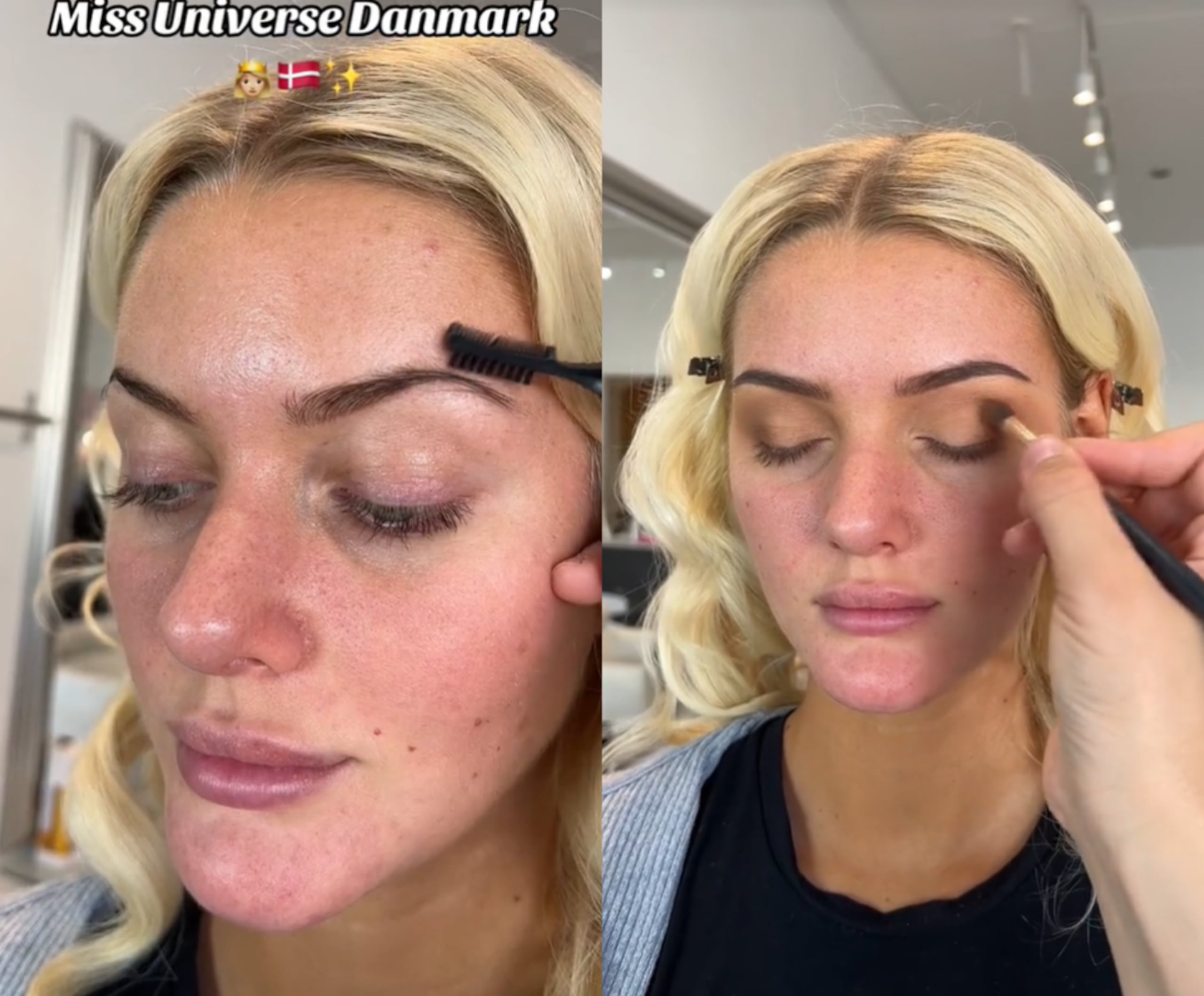 Victoria Kjaer Theilvig al natural en un video en el que la maquillan.