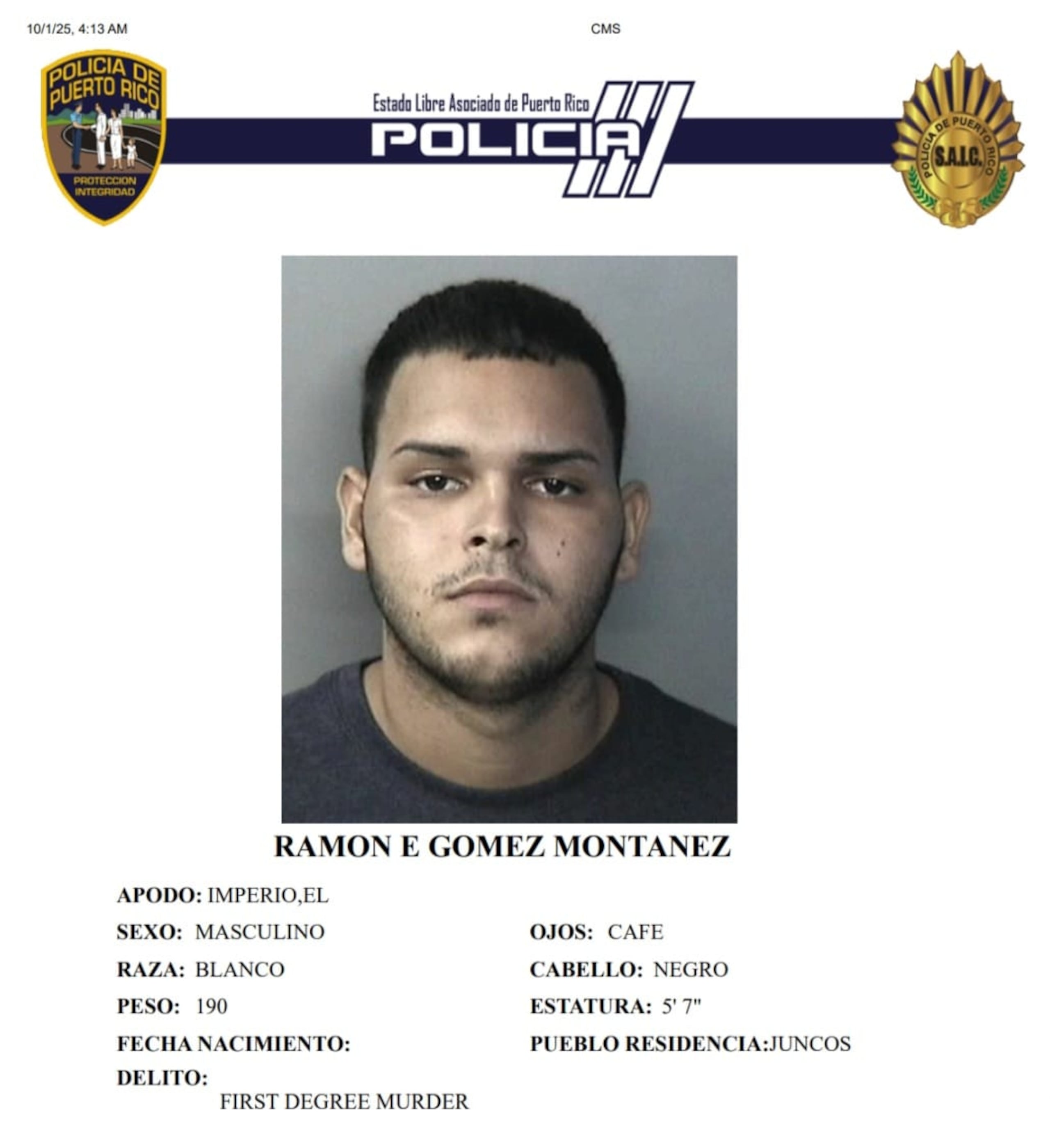 Ramón E. Gómez Montañez, fue asesinado en la carretera PR-761 del barrio Tomás de Castro, en Caguas.