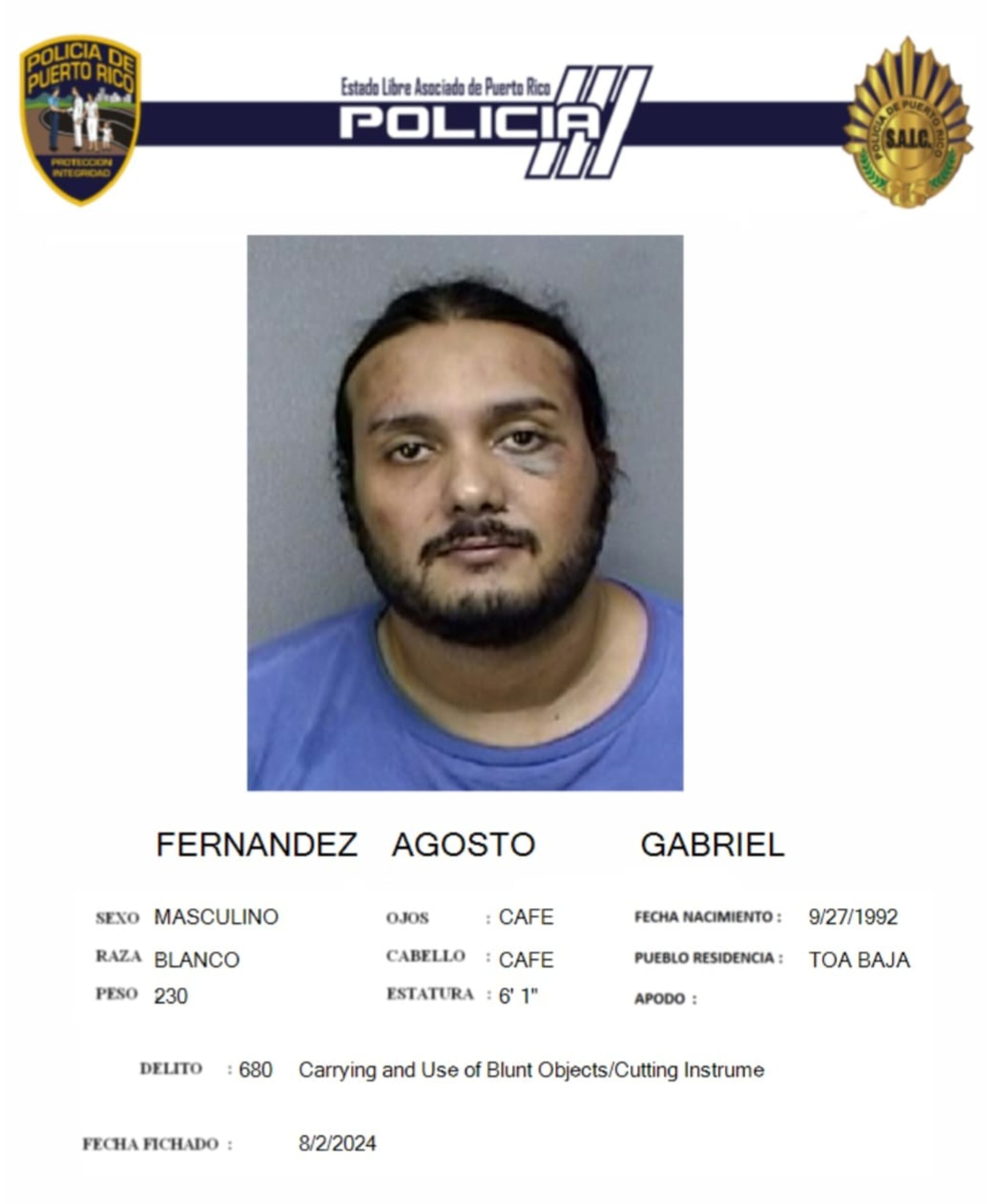 Gabriel Fernández Agosto fue encarcelado al no prestar la fianza.