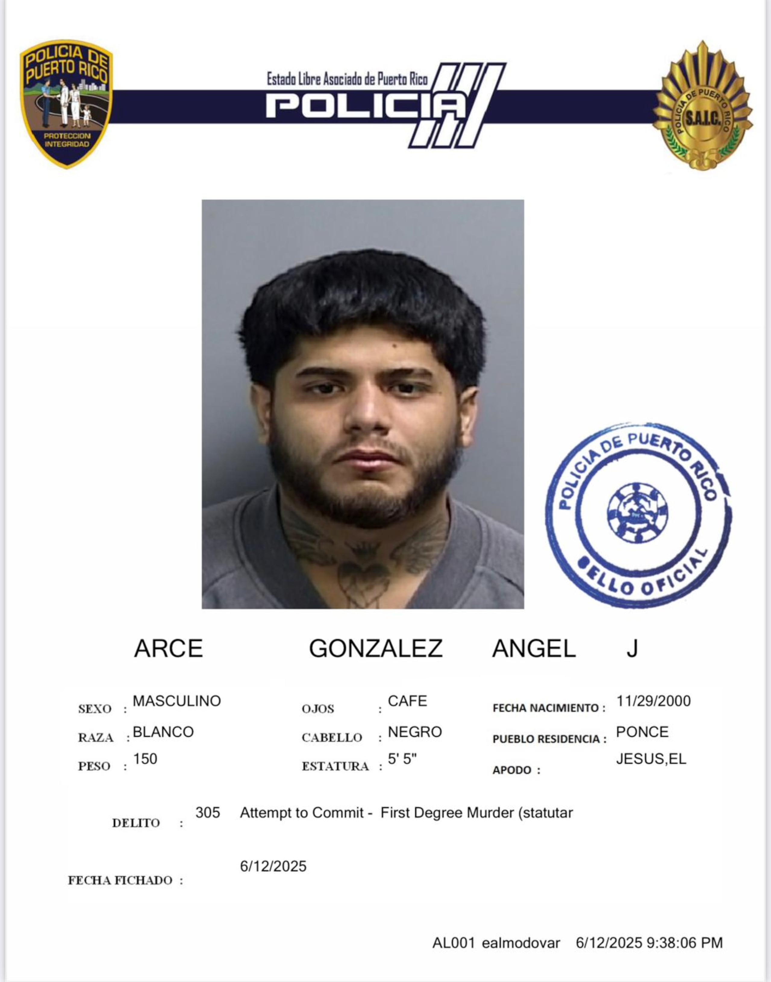 Ángel Jesús Arce González, enfrenta un cargo por tentativa de asesinato, tras confesar que golpeó a su hijastra de tres años.