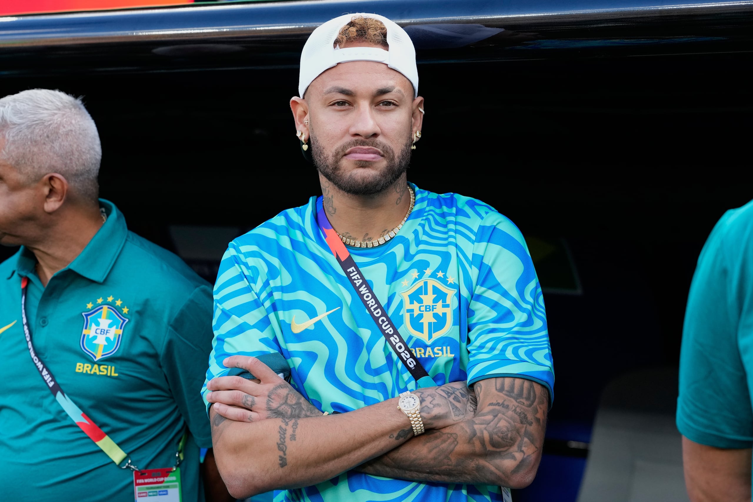 El brasileño Neymar antes del partido entre Brasil y Marruecos en el Mundial.