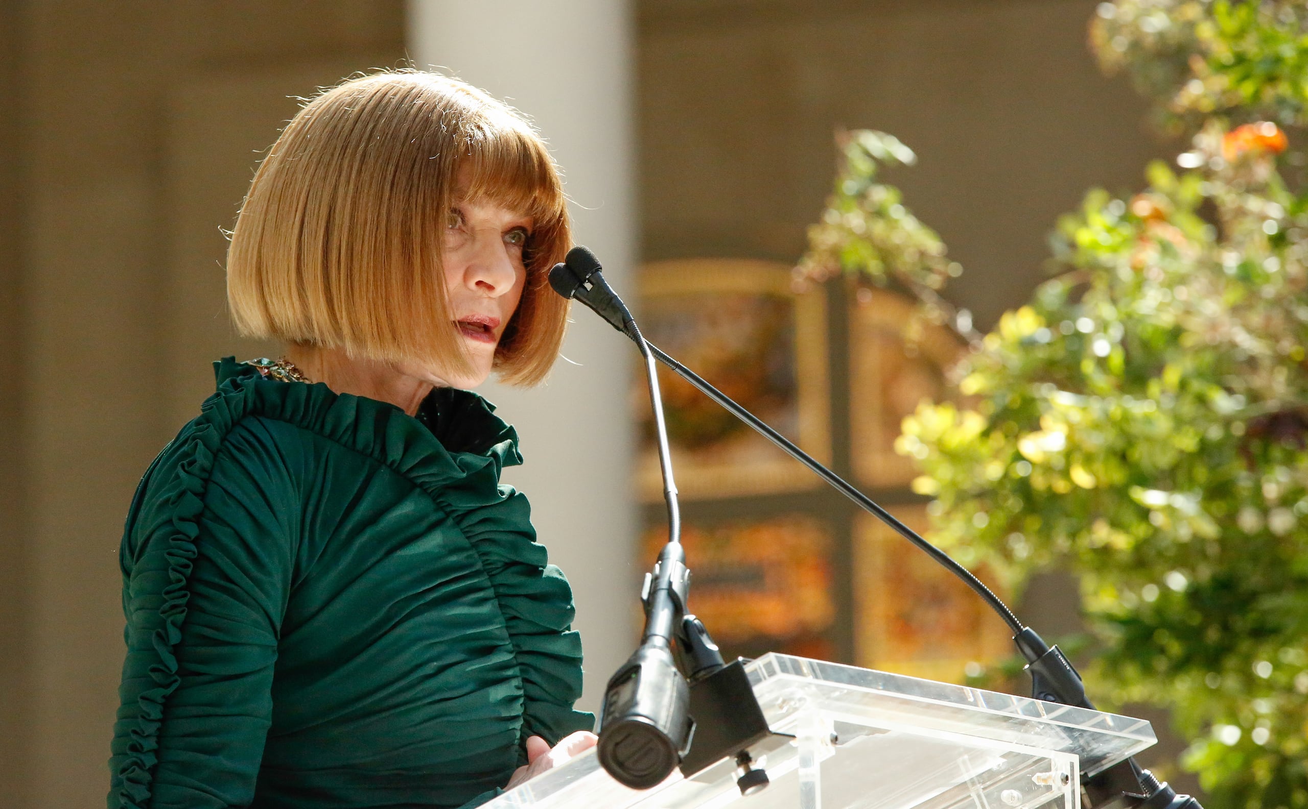 Anna Wintour habla durante una rueda de prensa sobre la exposición «Costume Art» del Instituto del Traje del Met, que se celebrará en la primavera de 2026 en el Museo Metropolitano de Arte de Nueva York, Nueva York, EE. UU. EFE/Kena Betancur