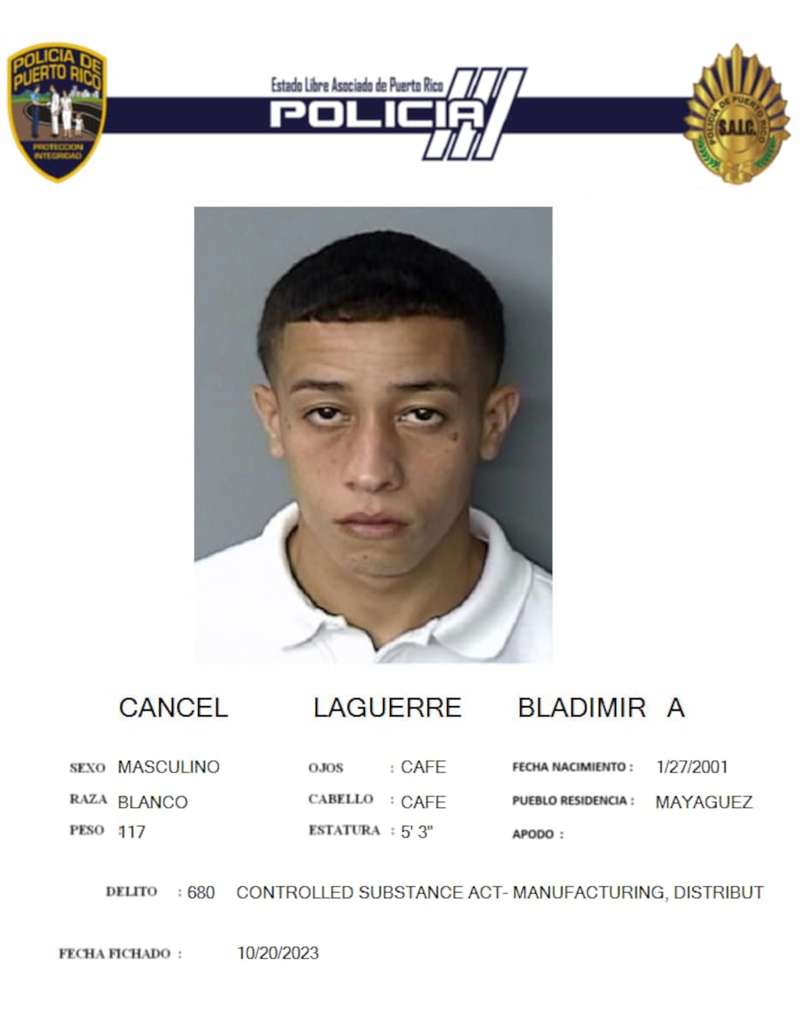 Bladimir A. Cancel Laguerre, fue asesinado a balazos cerca del residencial Sábalos en Mayagüez.