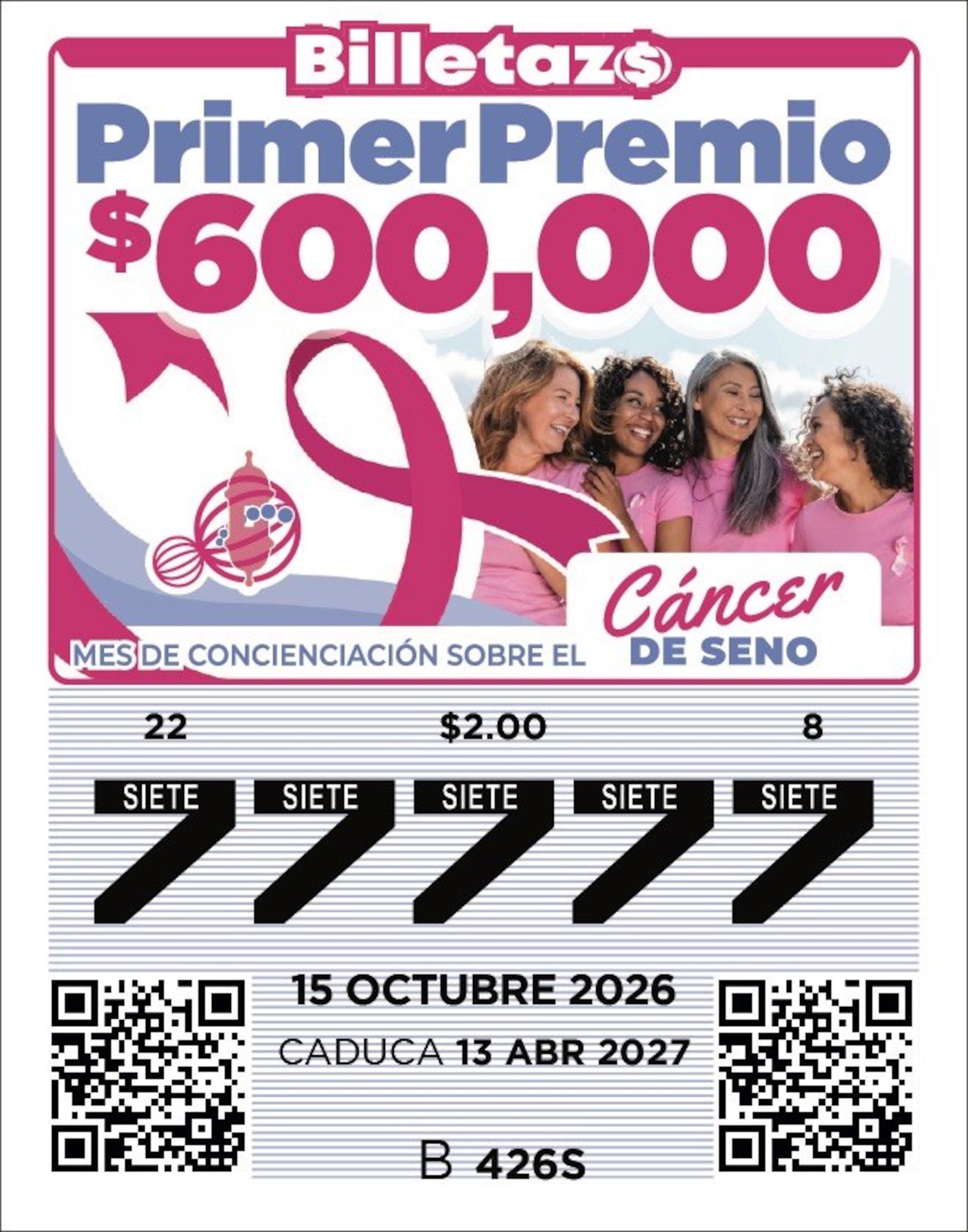 Lotería de Puerto Rico anuncia venta del Billetazo dedicado al Mes de la Concienciación sobre el Cáncer de Seno