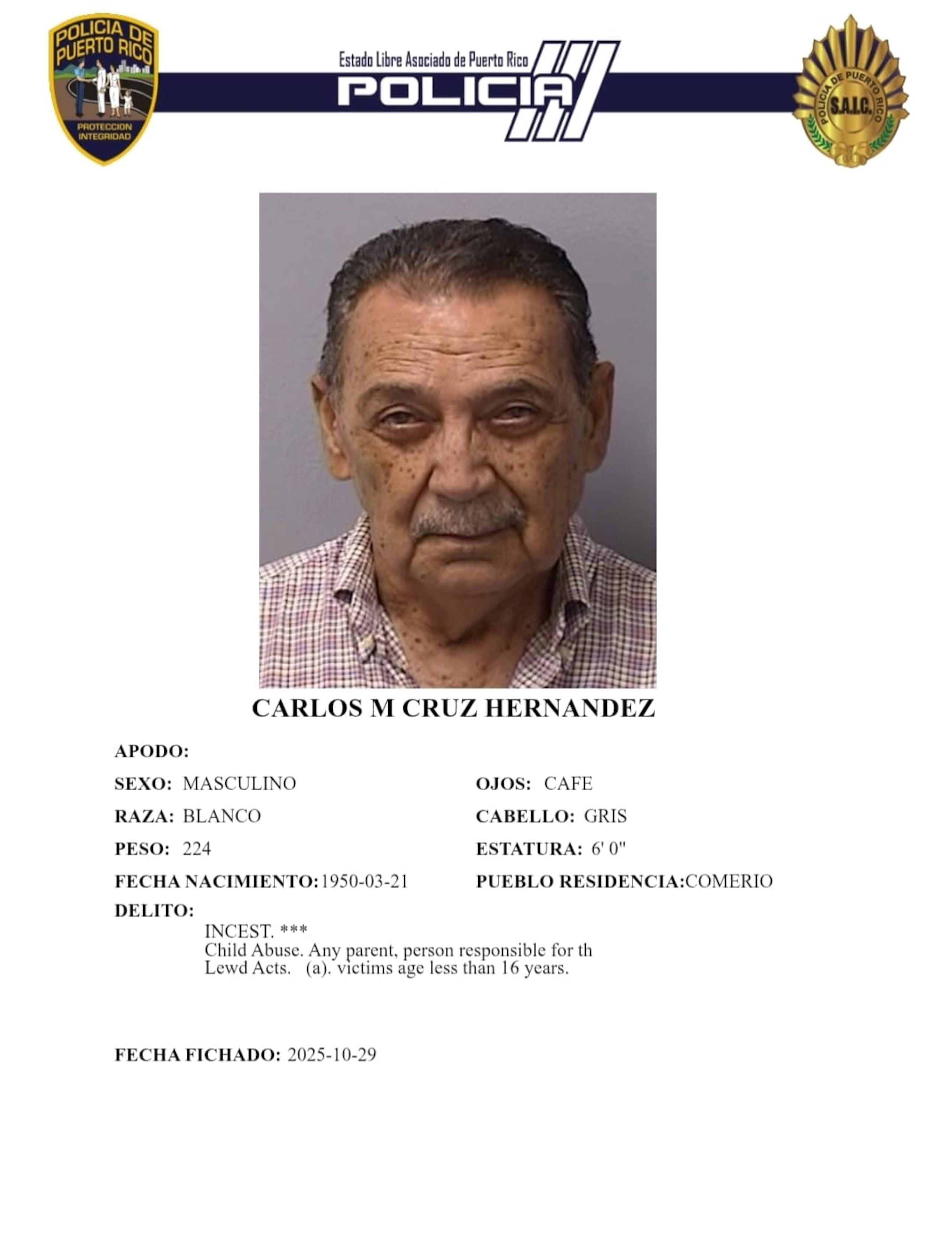 Carlos M. Cruz Hernández, enfrenta cargos por agresión sexual, actos lascivos y maltrato de menores.