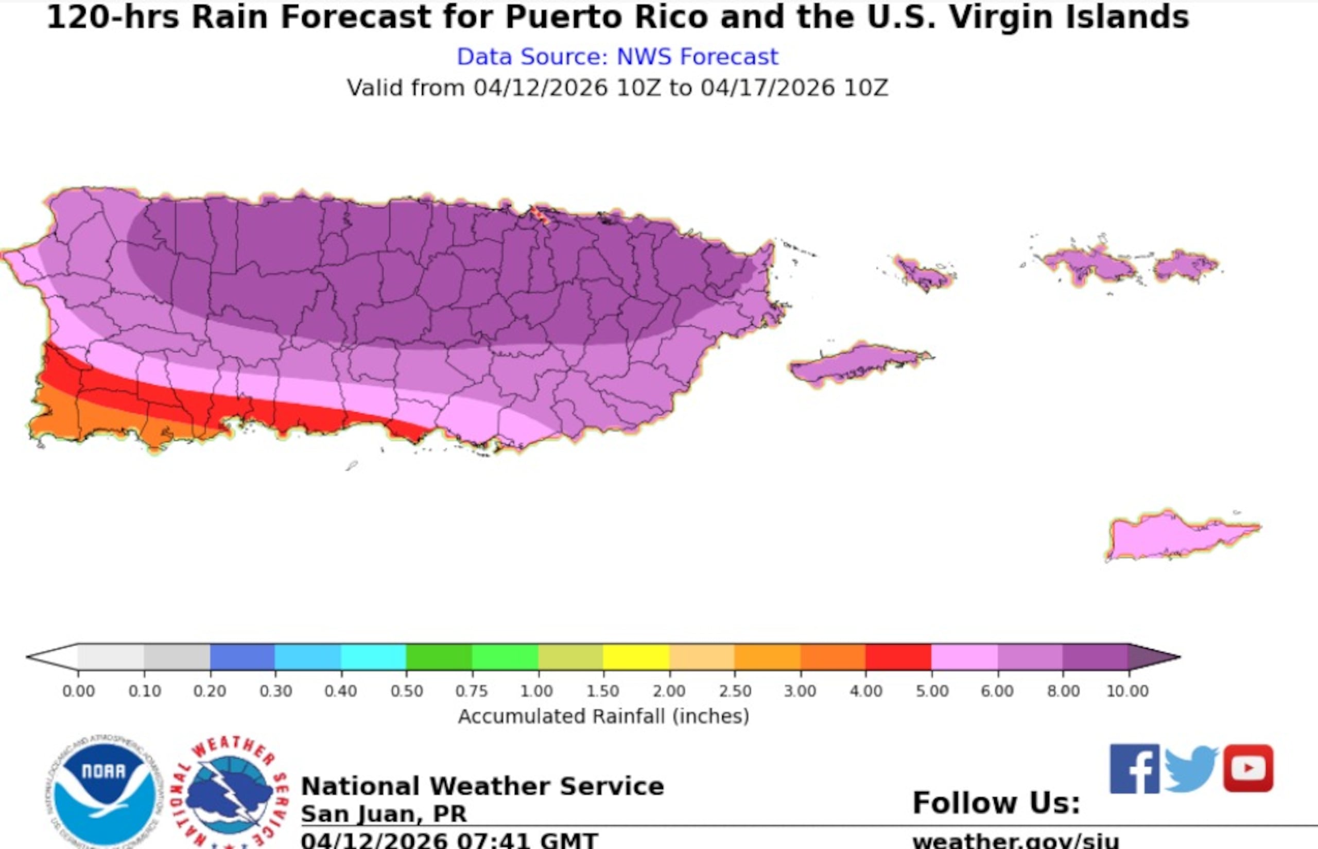 Pronóstico de lluvias para esta semana.