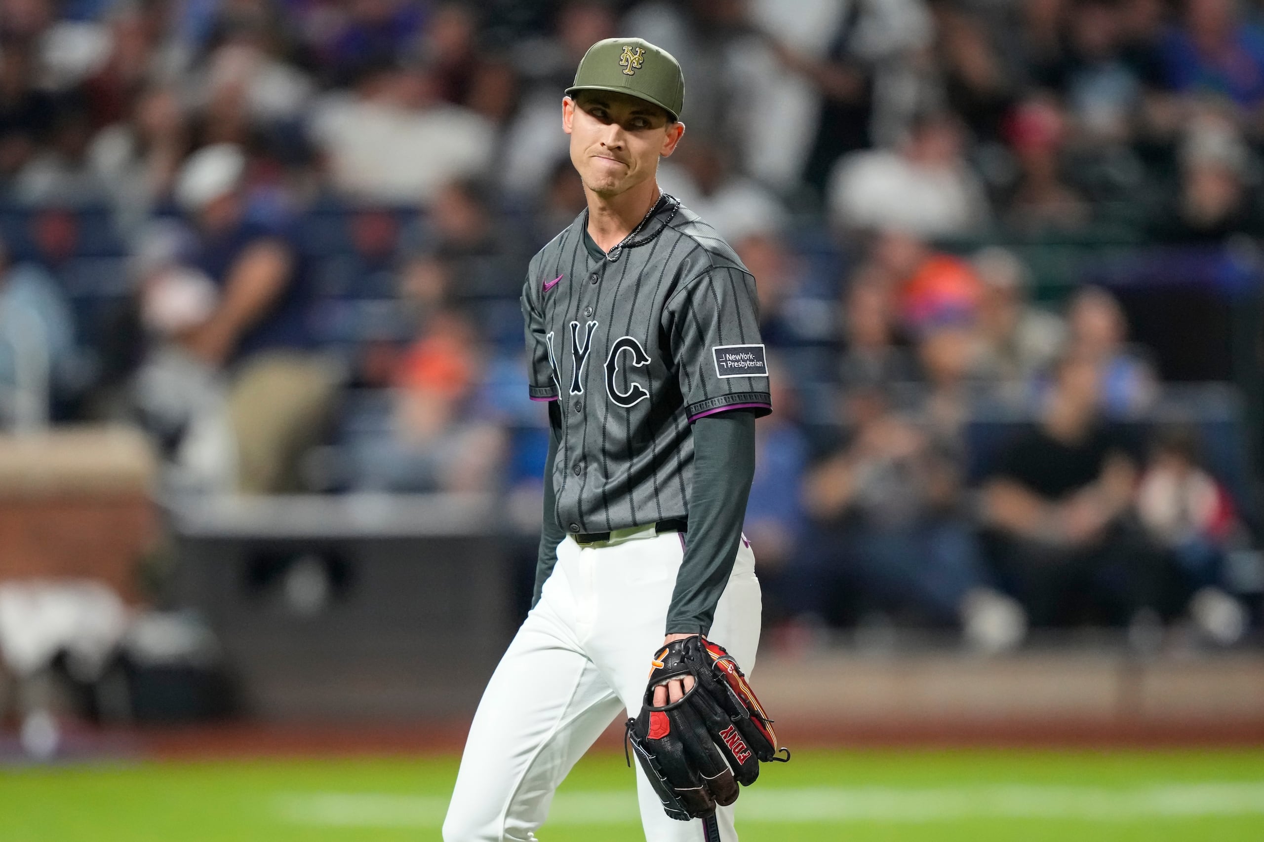Luke Weaver, lanzador de los Mets de Nueva York, durante un partido ante los Yankees de Nueva York.