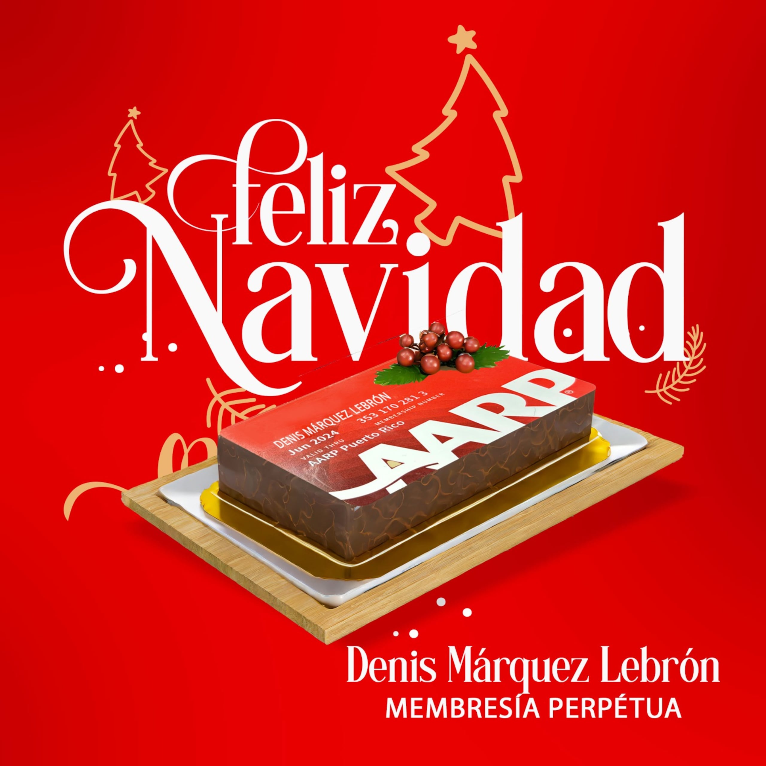 Membresía de AARP que regalaría Lisie Burgos a Denis Márquez.