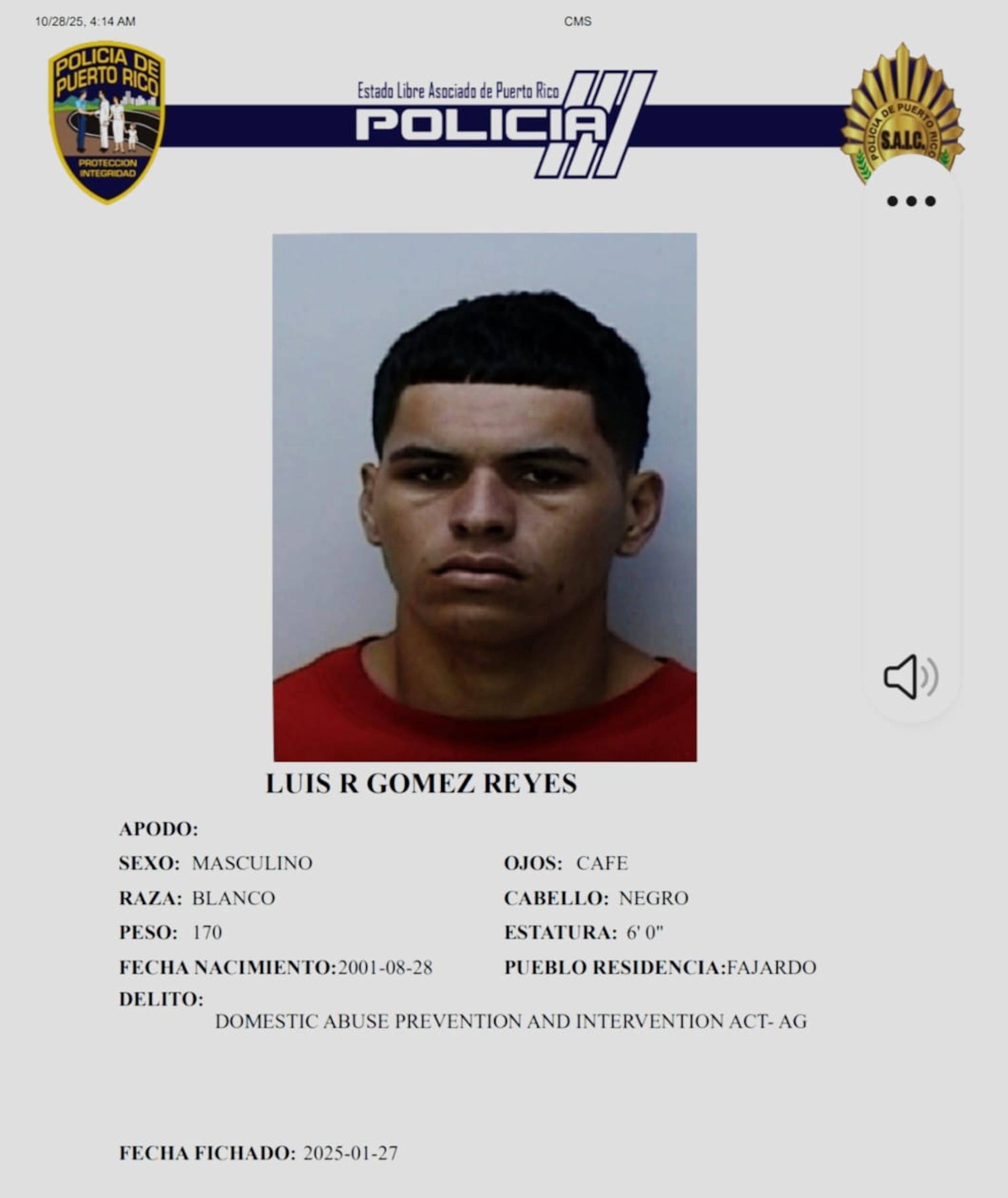 Luis R. Gómez Reyes, fue asesinado en la cancha de baloncesto del residencial Villa Real, en Fajardo.