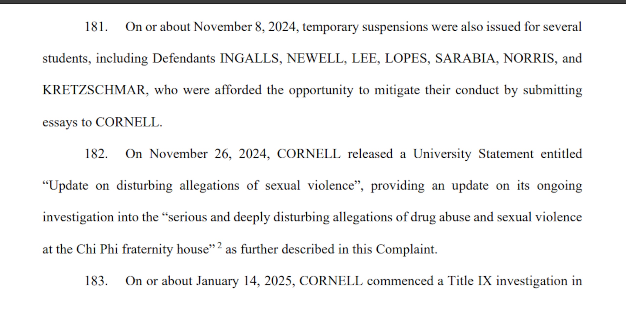 Demanda Cornell University