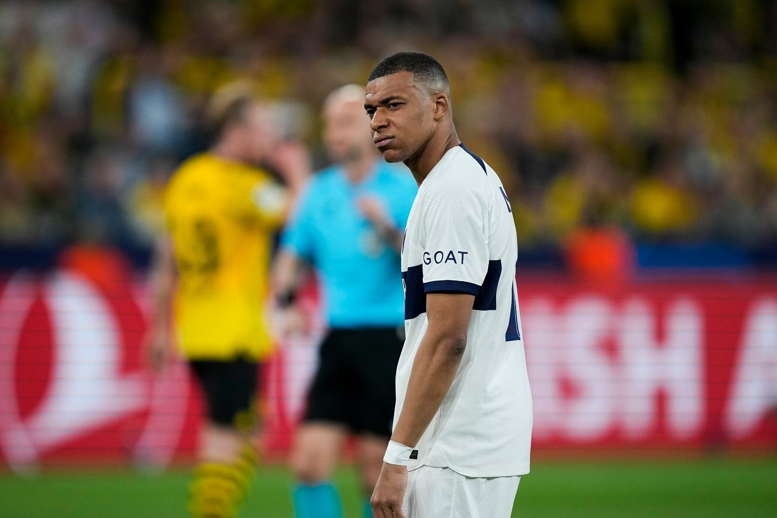 Kylian Mbappé, del París Saint-Germain, durante el partido de ida de las semifinales de la Champions contra el Borussia Dortmund.