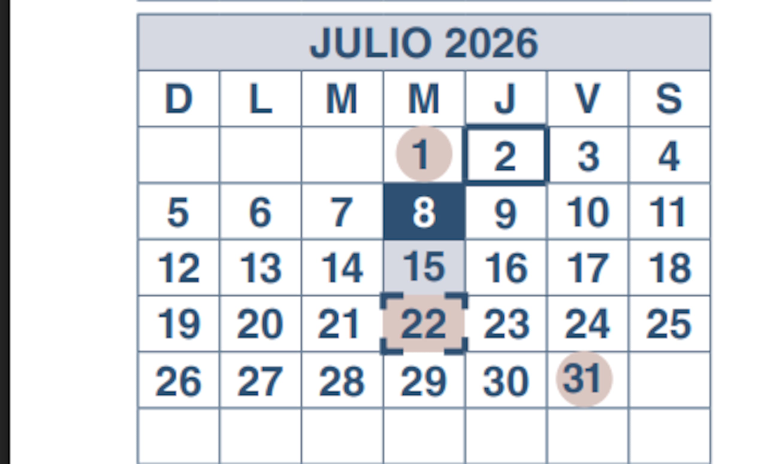 Calendario de pagos para julio de 2026 del Seguro Social y el Seguro Social Suplementario.