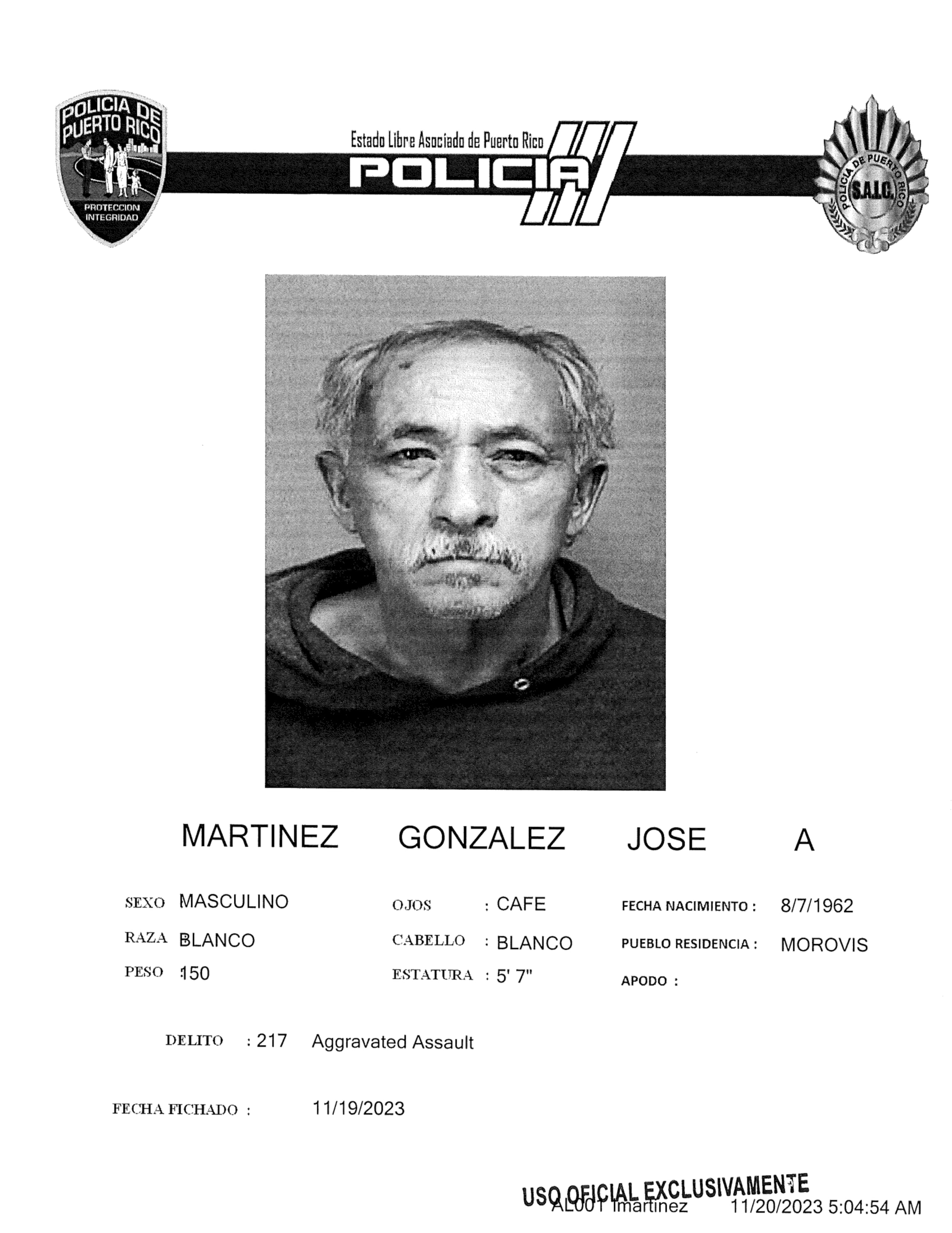 José Martínez, el imputado de agredir con un machete al paramédico Nelson Cabrera en Morovis.