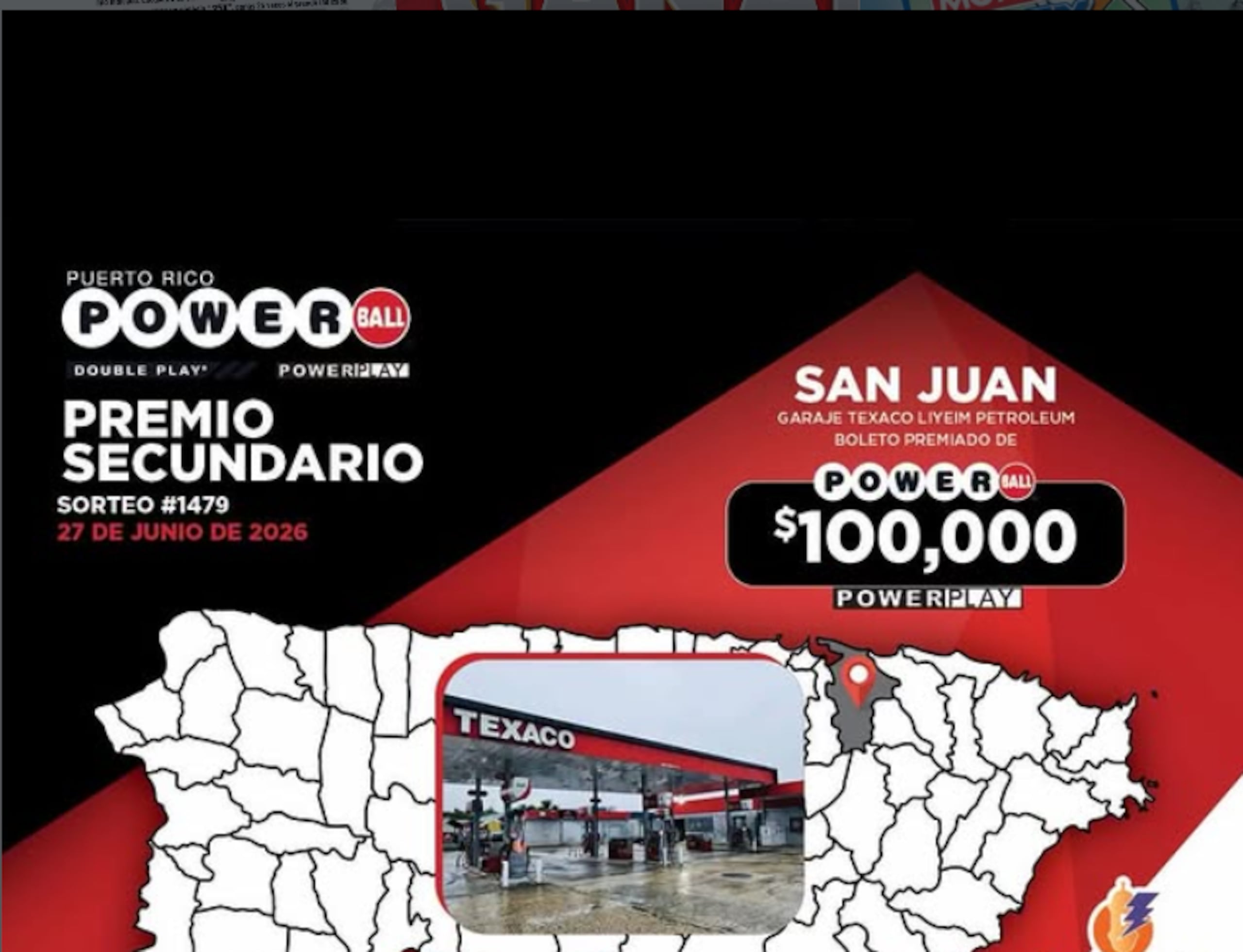 Premio de $100,000 dónde se vendió en Puerto Rico.